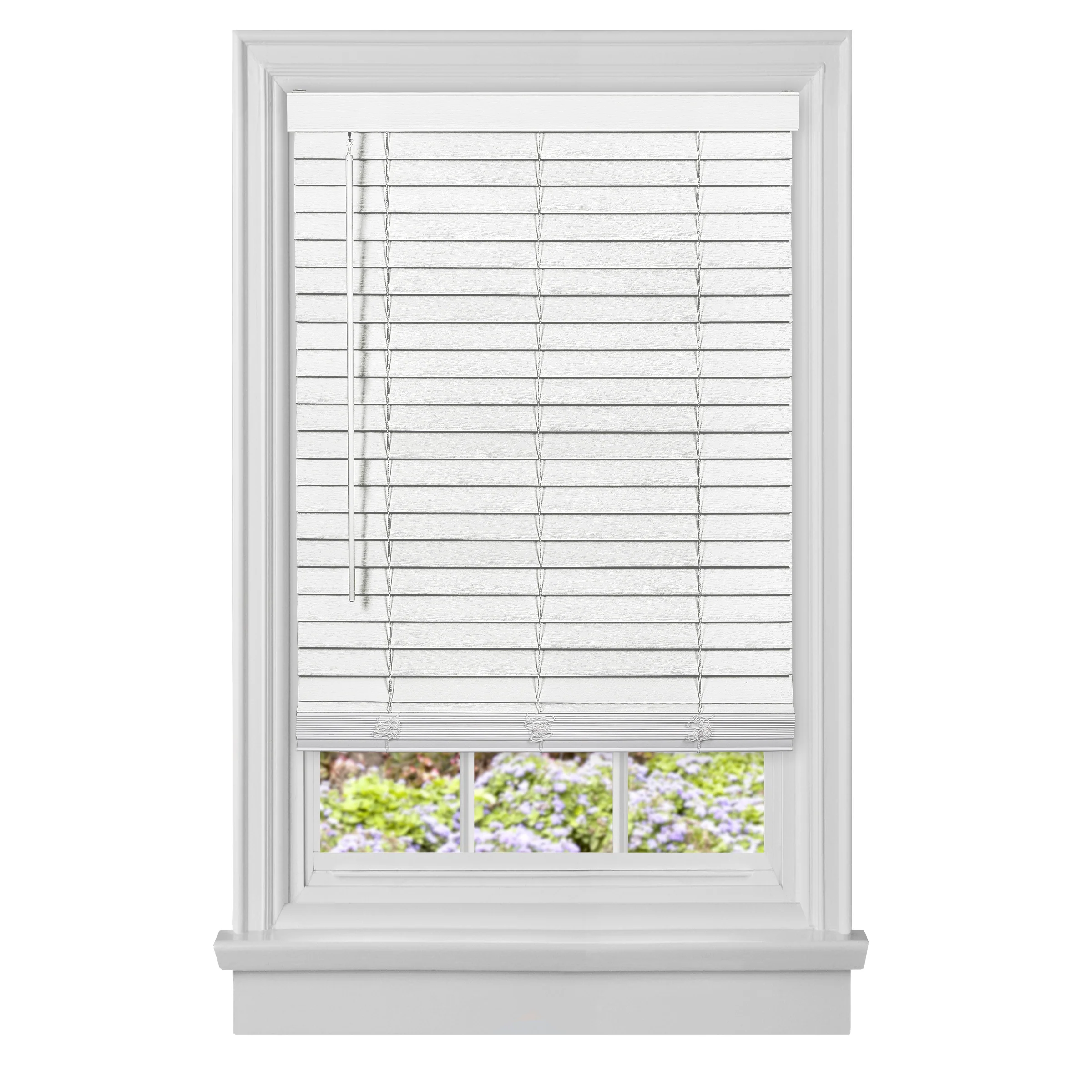 Cordless GII Madera Falsa 2 Faux Wood Plantation Blind 27x64 - White