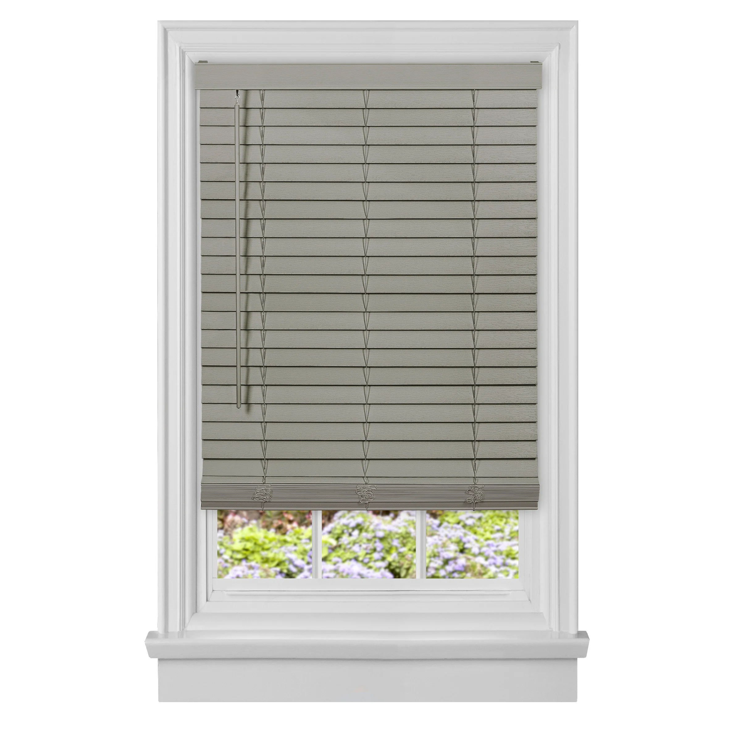 Cordless GII Madera Falsa 2 Faux Wood Plantation Blind 36x64 - Grey