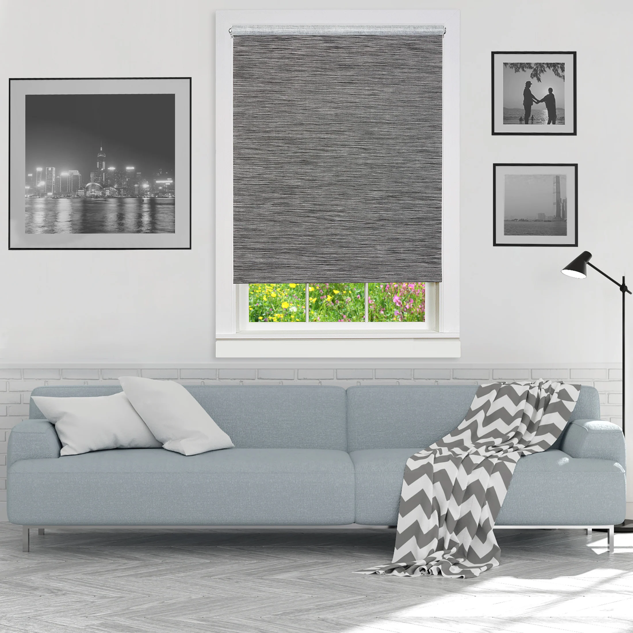 Cords Free Privacy Jute Shade 71X72 Smoke - Image 2