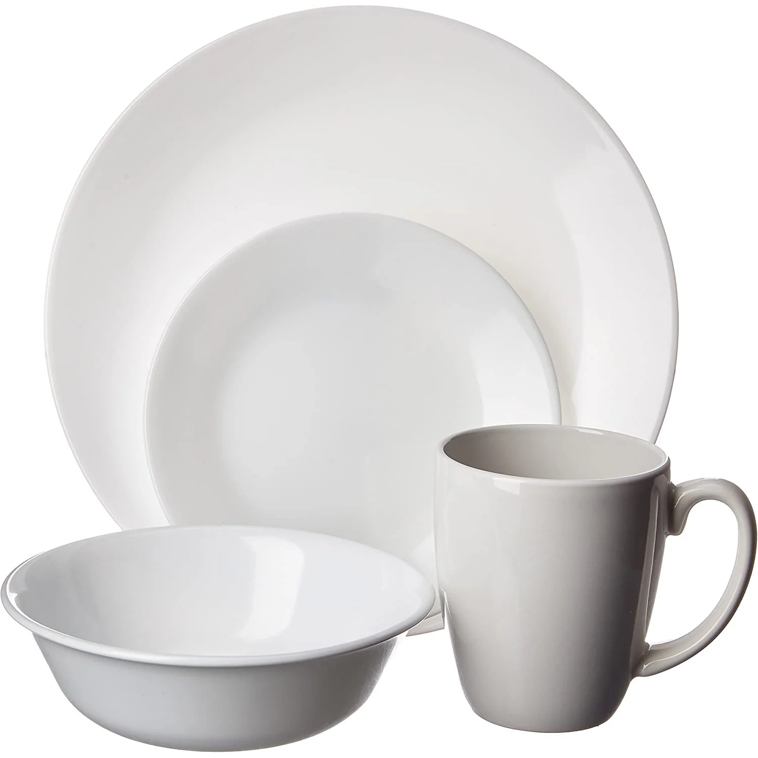Corelle Livingware 16 Piece Dinnerware Set, Winter Frost White, Service for 4