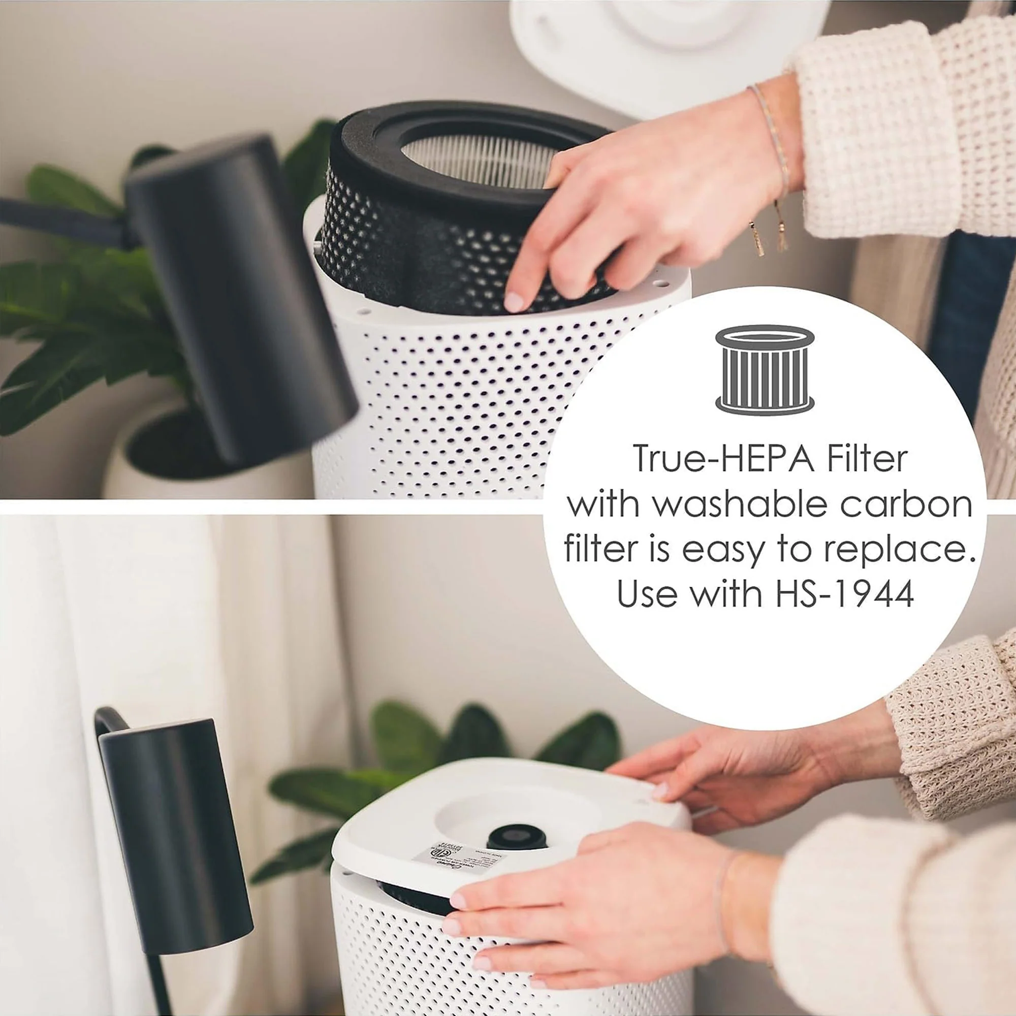 Crane Air Purifier with UV Light and True HEPA Filter, White, 250 Sq Ft Coverage - Image 7