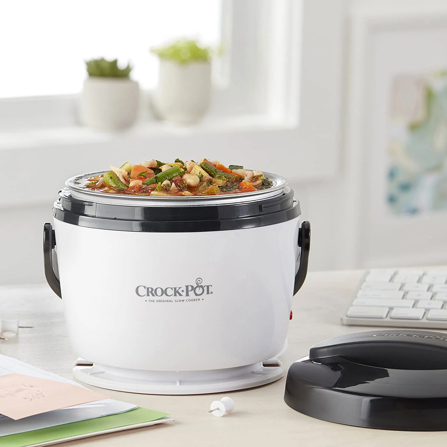 Crock-Pot Stainless Steel Lunch Crock Food Warmer, Black-White, 20 Ounces - Image 4
