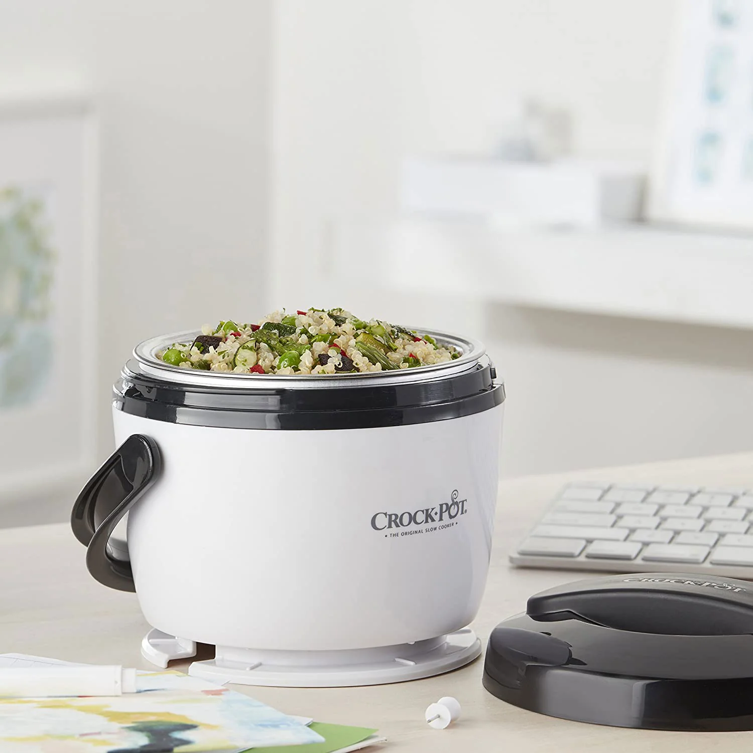 Crock-Pot Stainless Steel Lunch Crock Food Warmer, Black-White, 20 Ounces - Image 5