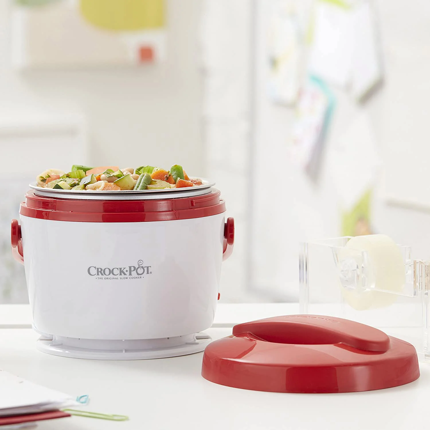 Crock-Pot Stainless Steel Lunch Crock Food Warmer, Red-White, 20 Ounces - Image 4