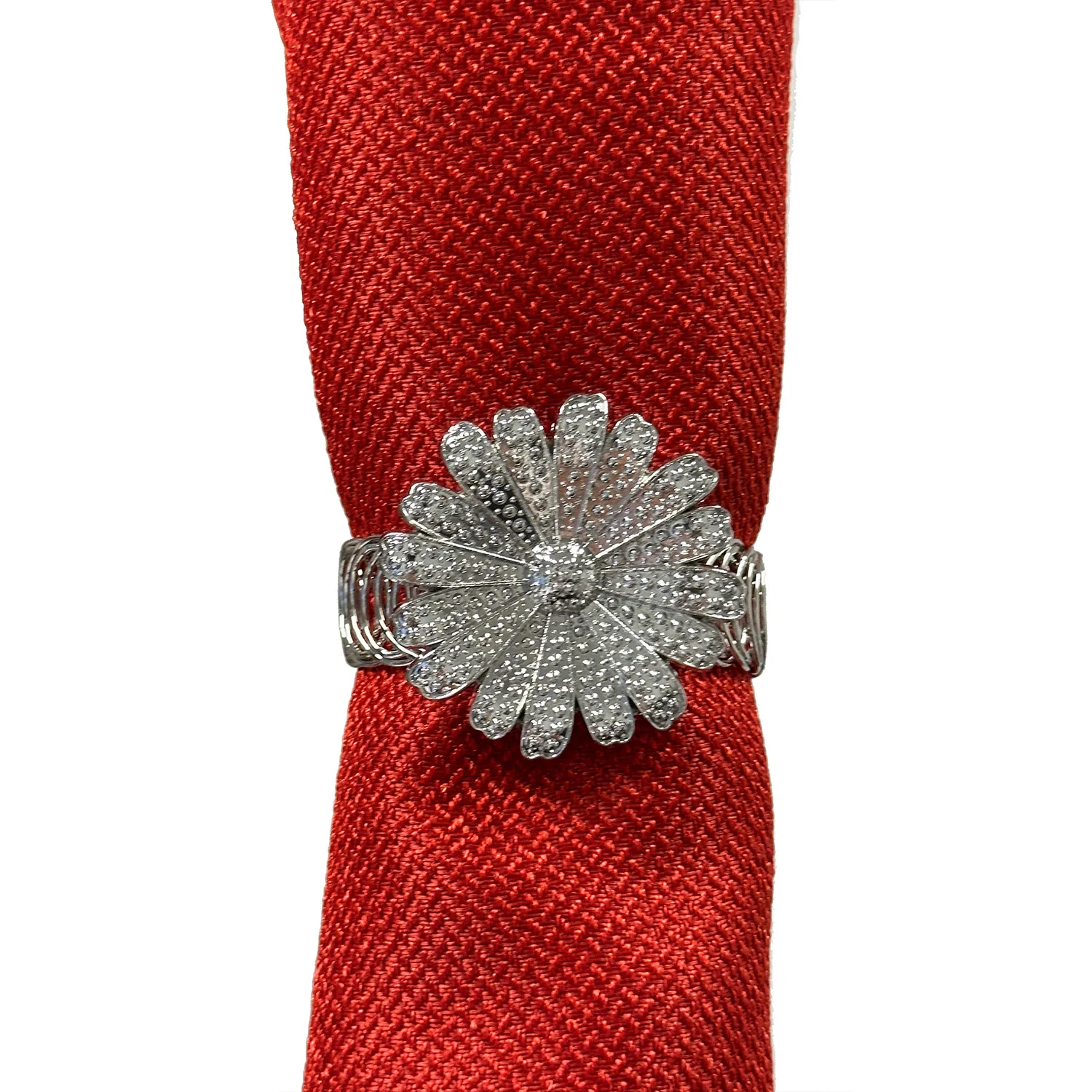 Daisy Decorative One Piece Window Curtain Tieback, Silver
