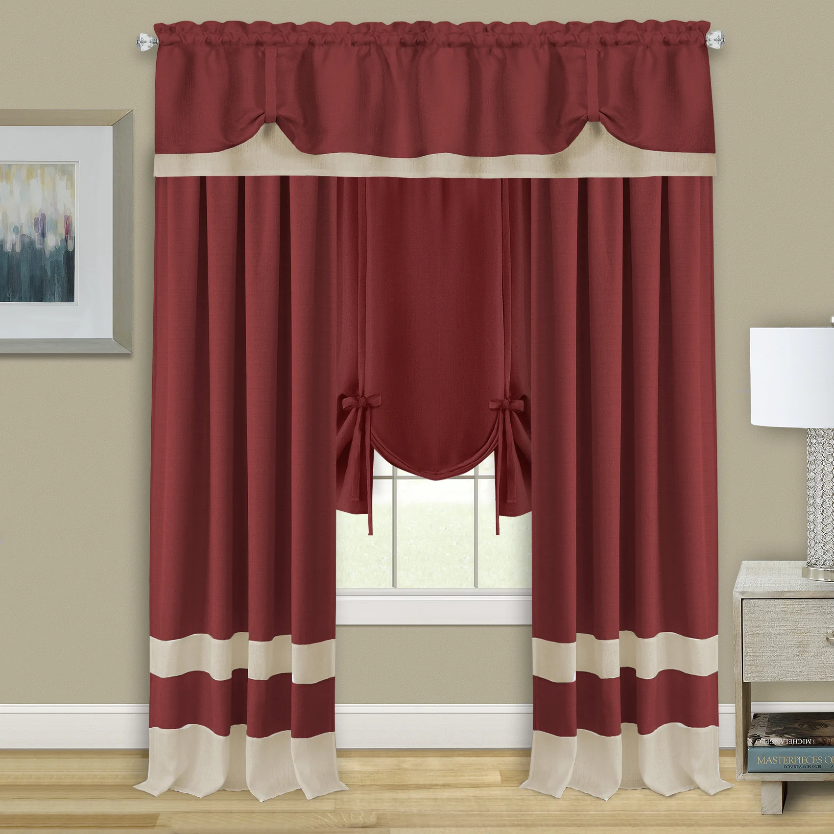 Darcy Window Curtain Tie Up Shade - 58x63 - Marsala - Image 2