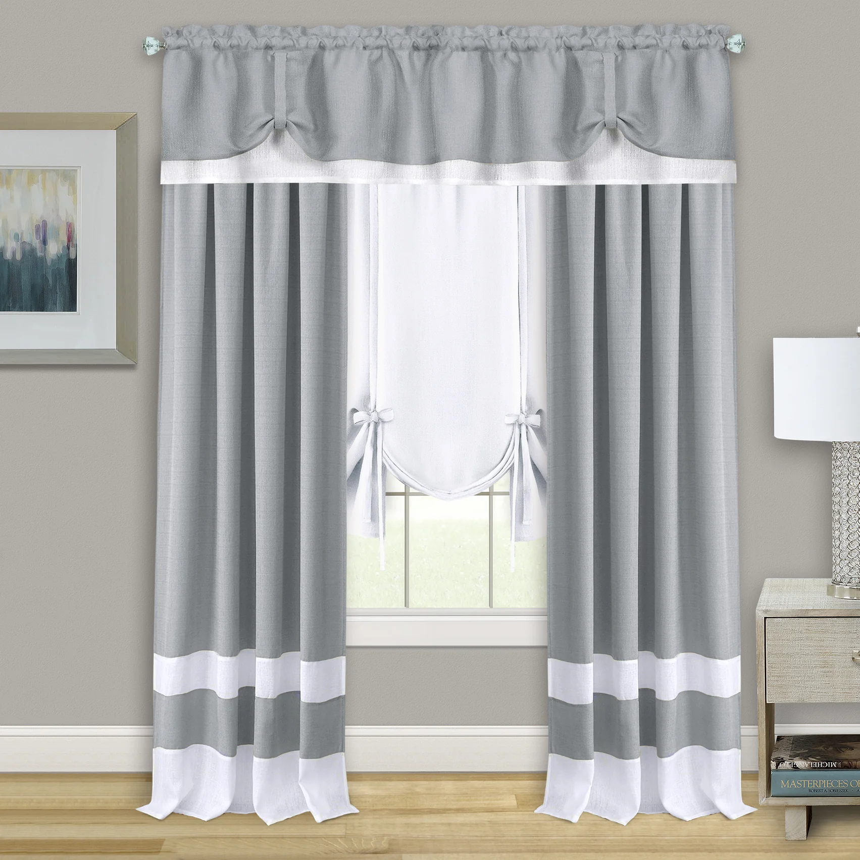 Darcy Window Curtain Tie Up Shade - 58x63 - White - Image 2