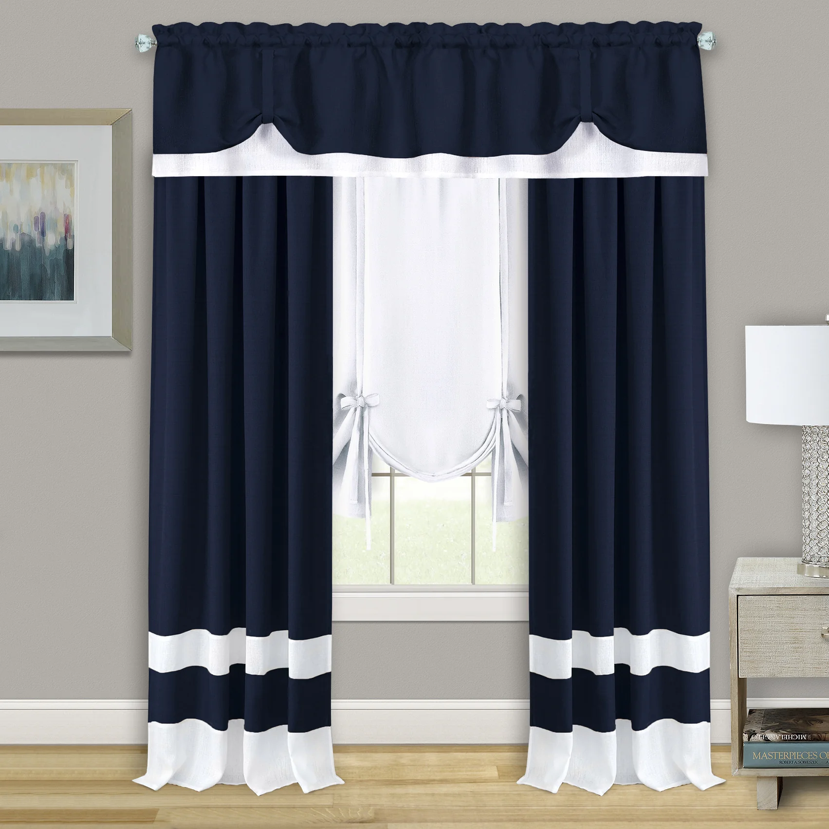 Darcy Window Curtain Tie Up Shade - 58x63 - White - Image 3