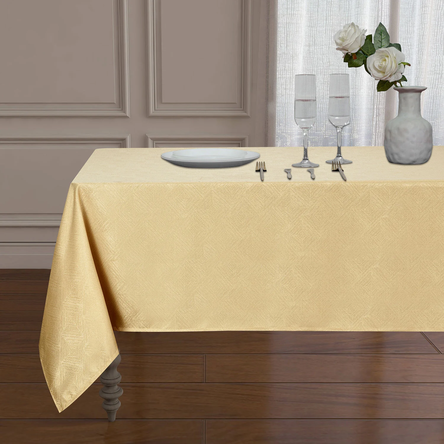 Diamond Jacquard Design Spill Proof Tablecloth - Image 14