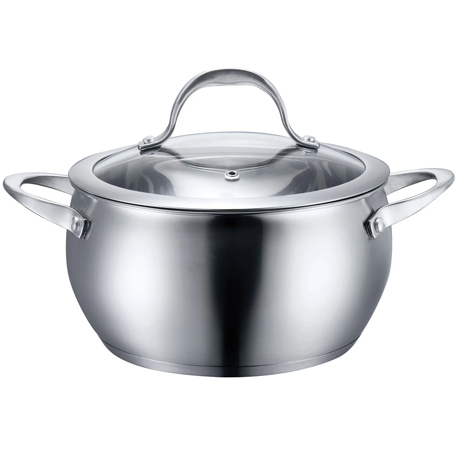 Diamond Stainless Steel Casserole Stockpot With Tempered Glass Lid, 4 Quart