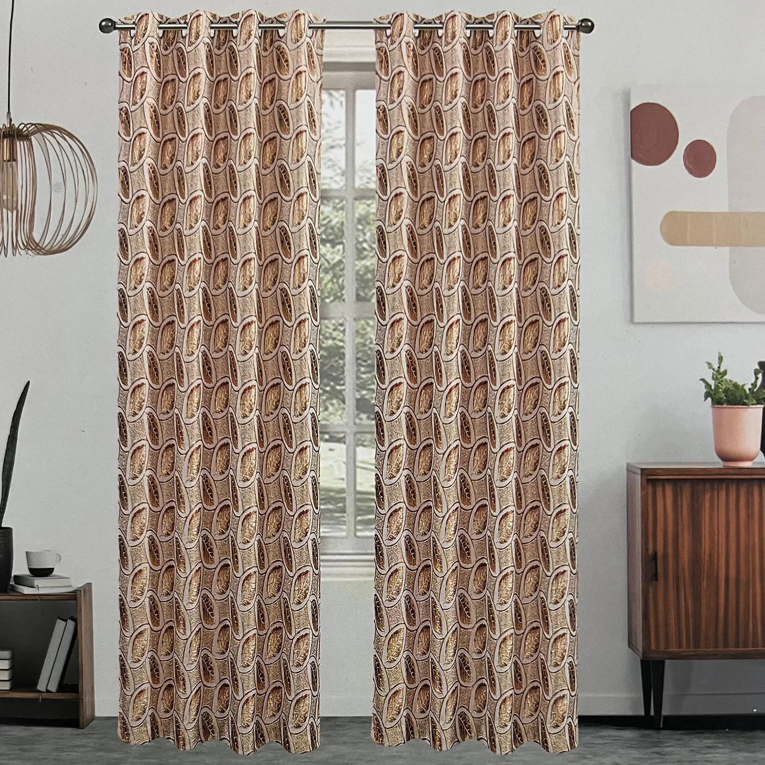Dinah Leaf Metallic Jacquard Embroidery Window Panel, 55x84 Inches - Image 4