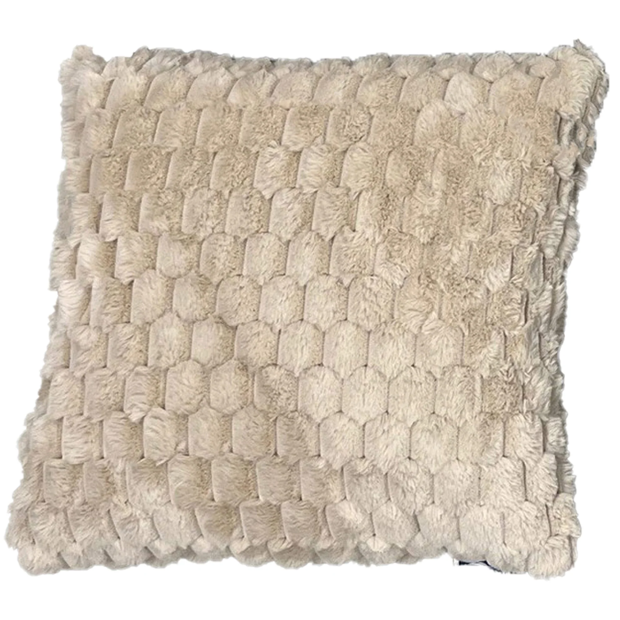 EClair Honeycomb Faux Fur Decorative Throw Pillow, 20x20 Inches - Image 3