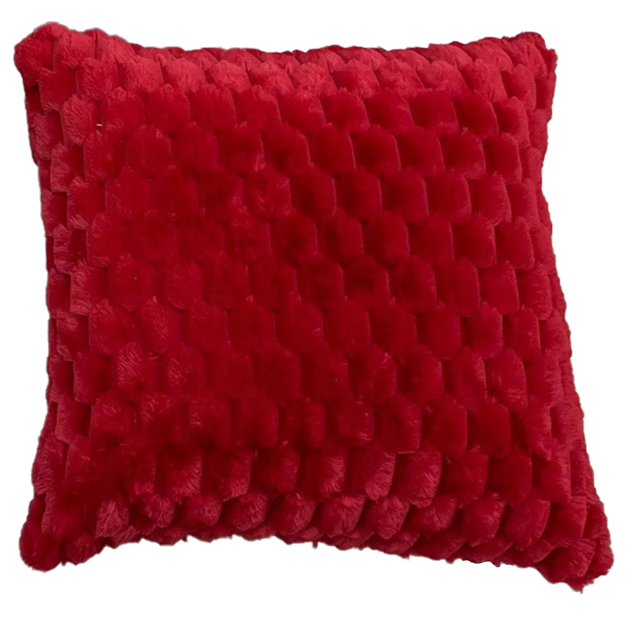 EClair Honeycomb Faux Fur Decorative Throw Pillow, 20x20 Inches - Image 4