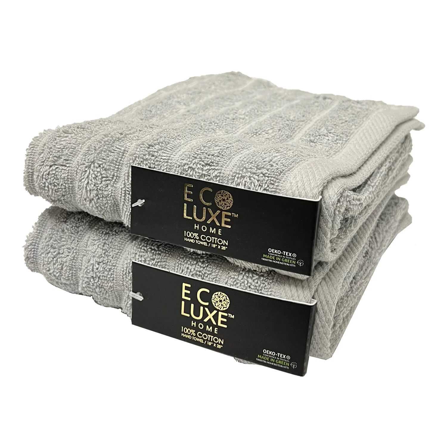 ECO LUXE 2-Pack Ribbed Cotton Hand Towel, 18x28 Inches - Image 2