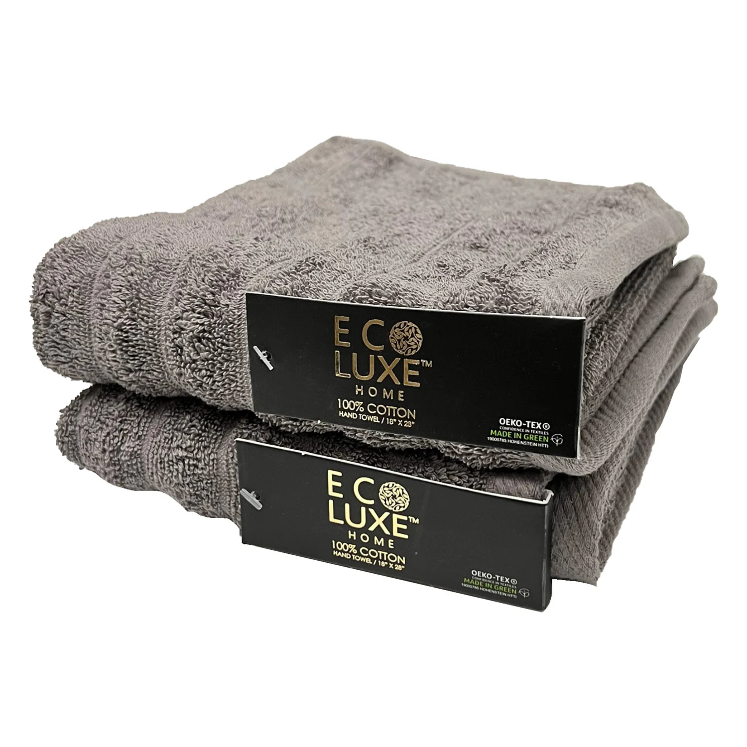 ECO LUXE 2-Pack Ribbed Cotton Hand Towel, 18x28 Inches - Image 3