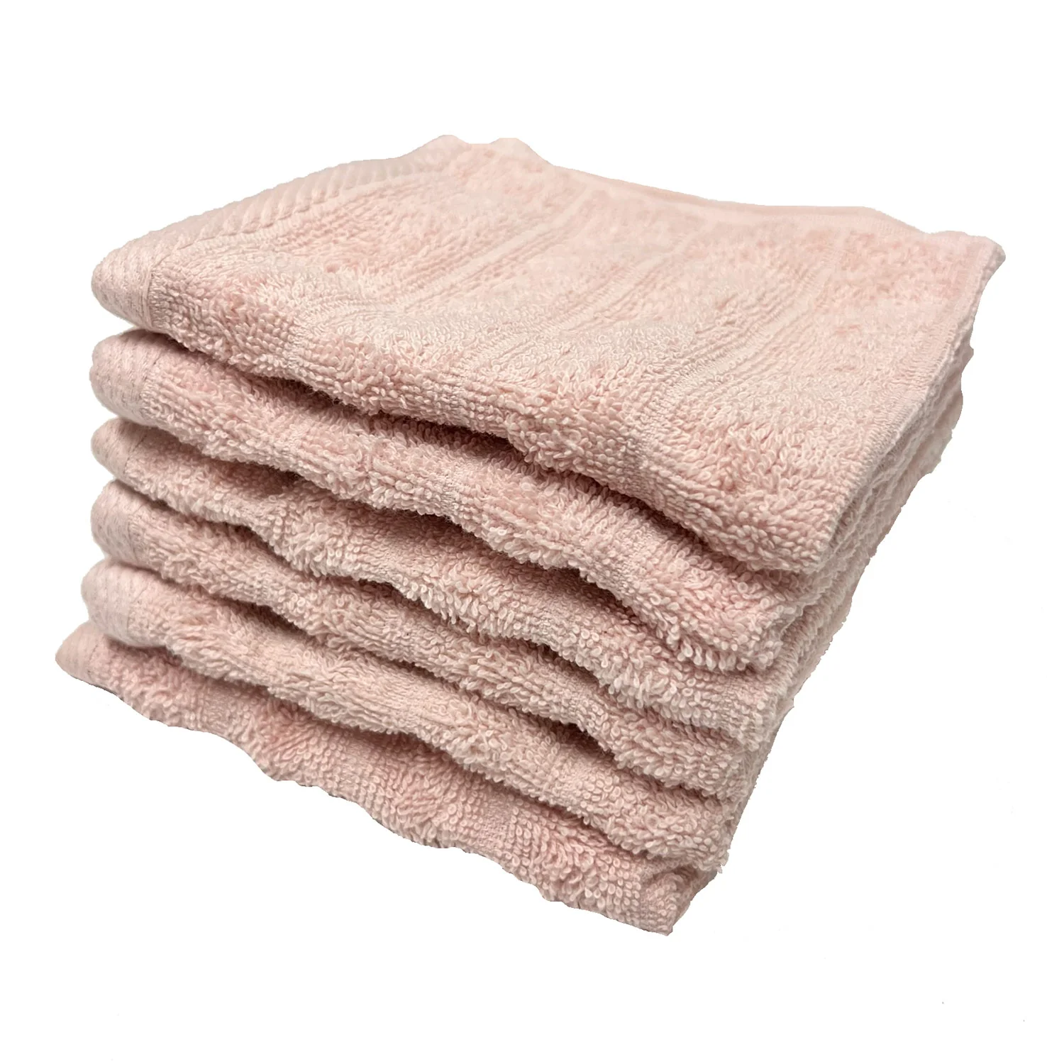 ECO LUXE Ribbed 6-Piece Cotton Washcloth Towel, 12x12 Inches