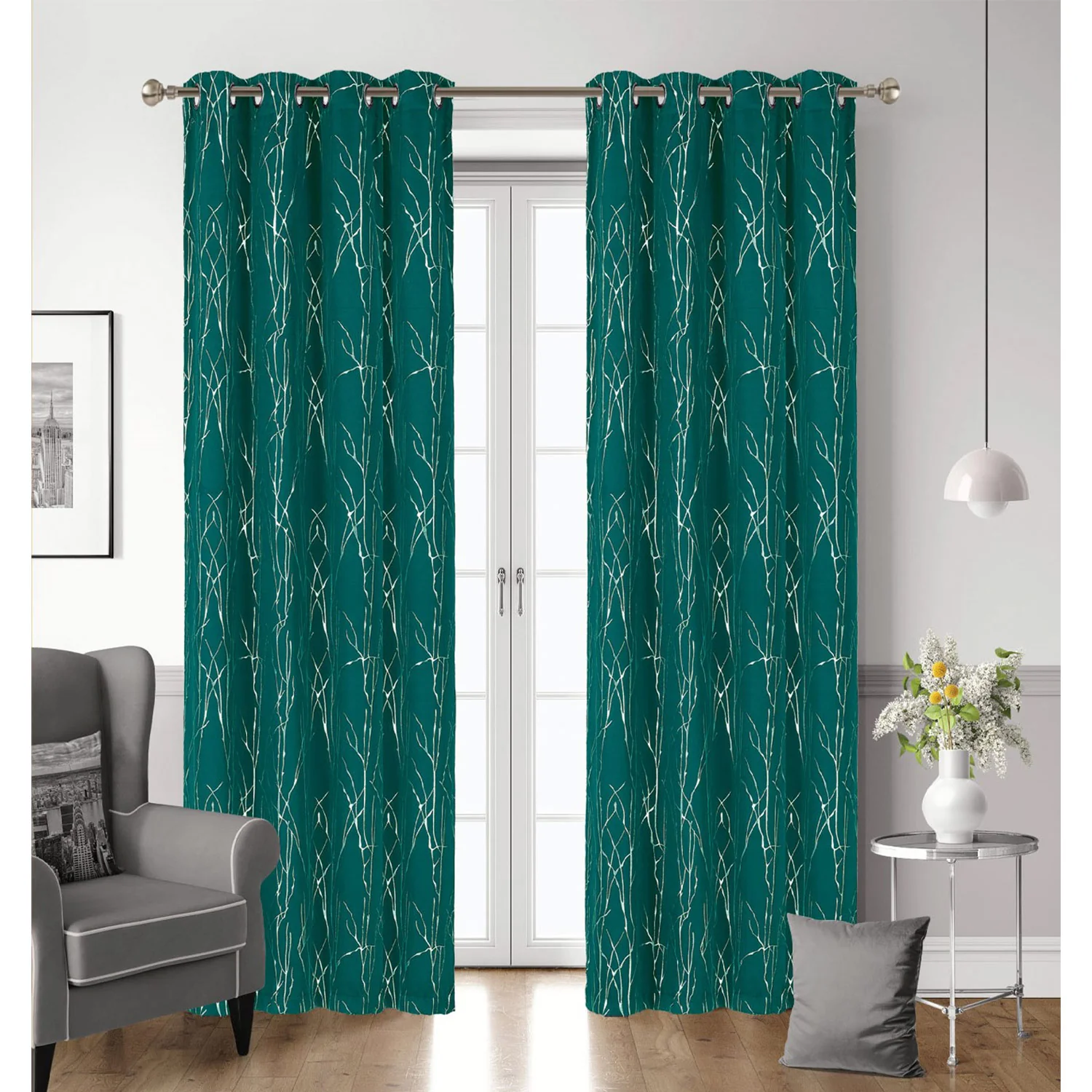 Elaine Embossed Metallic Room Darkening Grommet Window Panel, 54x90 Inches - Image 4