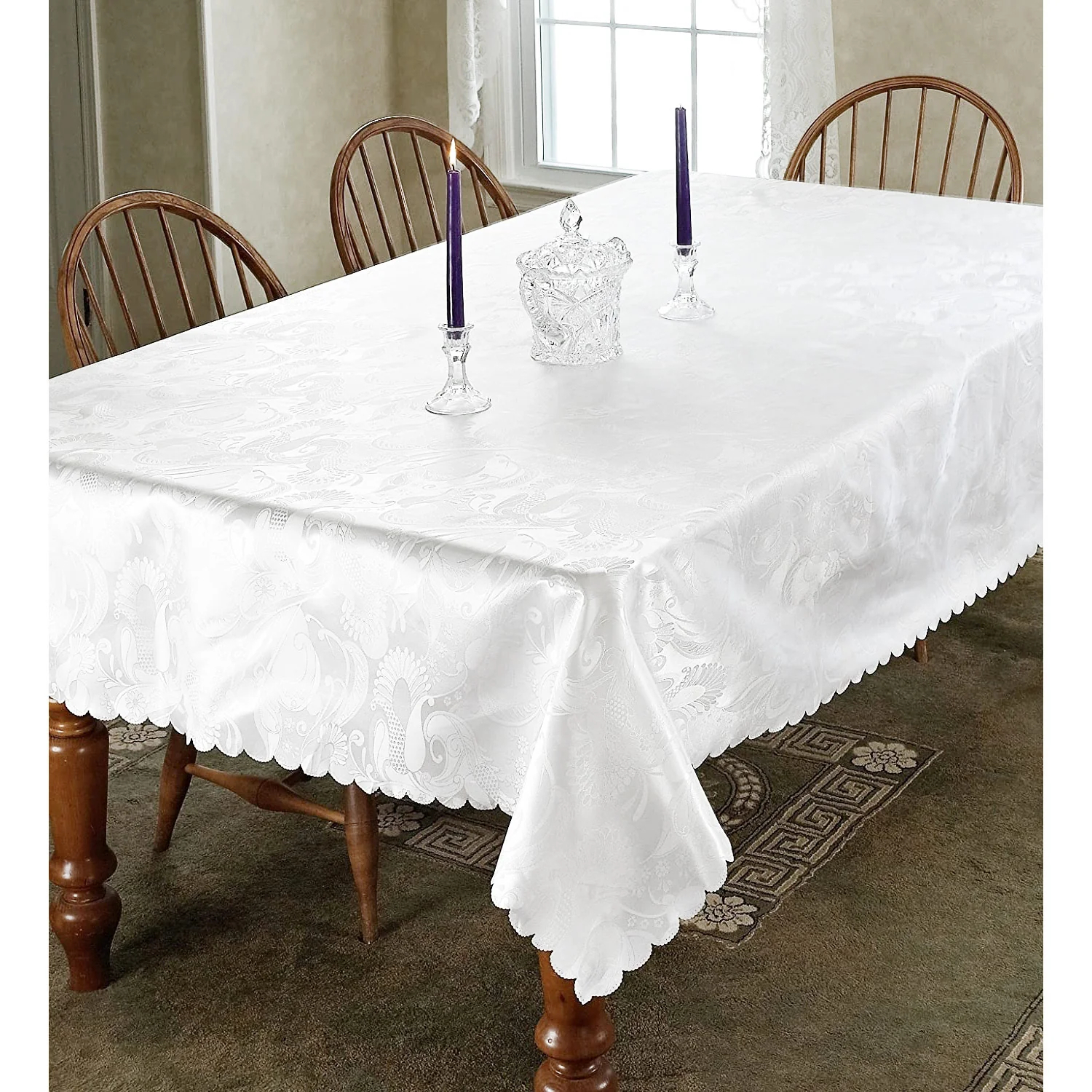 European Rose Jacquard Design Tablecloth - Image 9