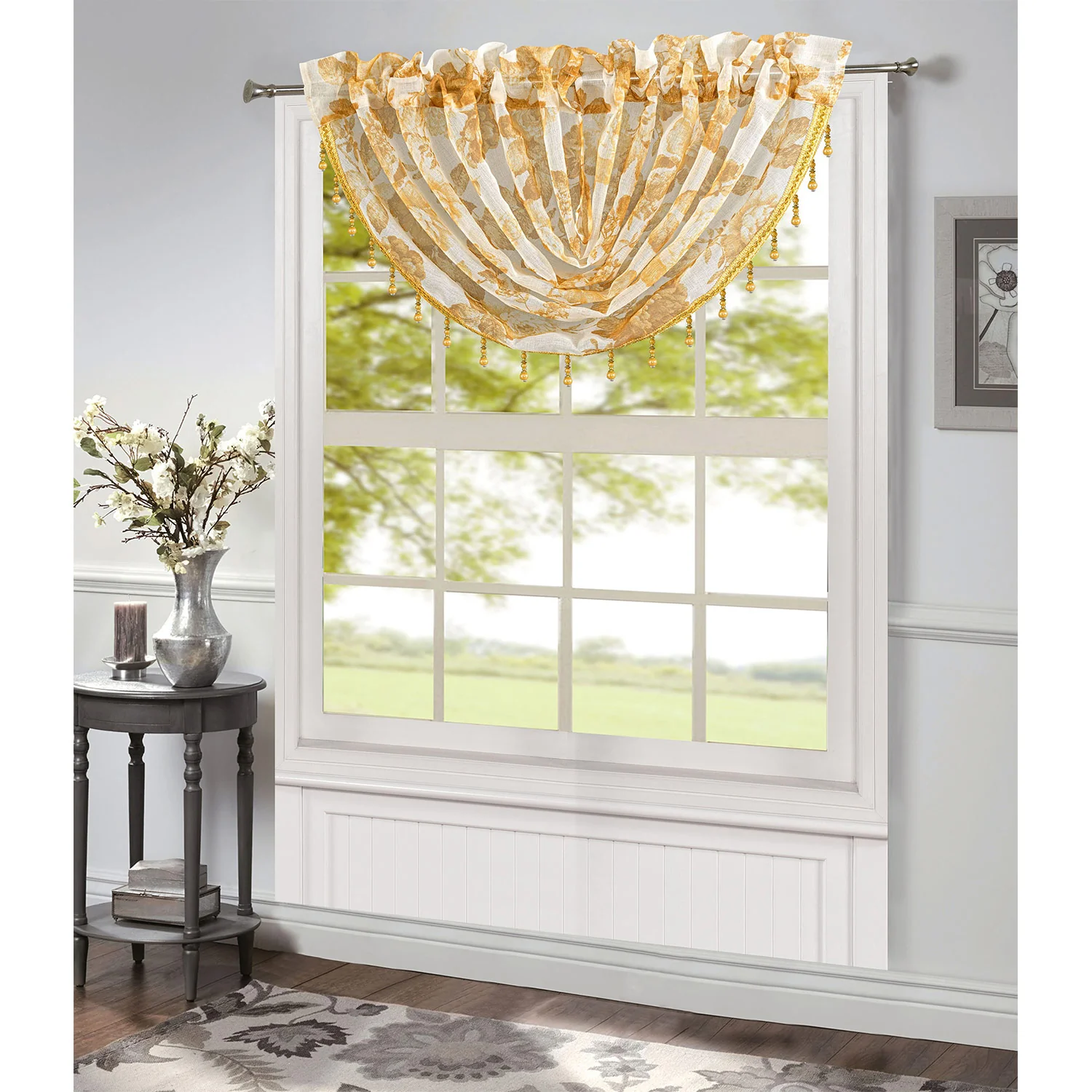 Evie Sheer Classic Floral Printed Window Panel and Valance Treatments, All Sold Separately - Image 4