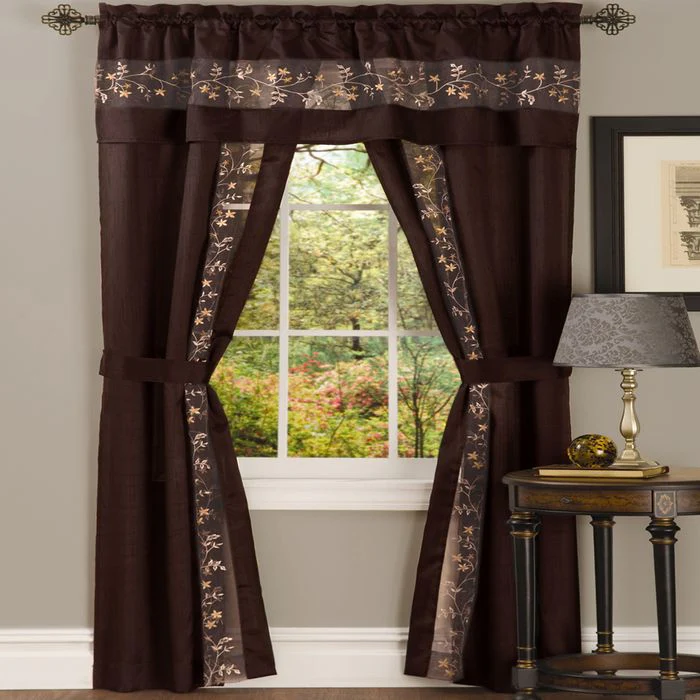 Fairfield 5 Piece Window Curtain Set - 55x63 - Chocolate
