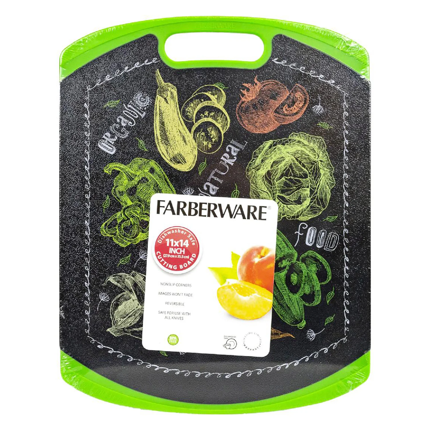 Farberware Chalkboard Cutting Board, Medium, Black, 14x11x.40 Inches