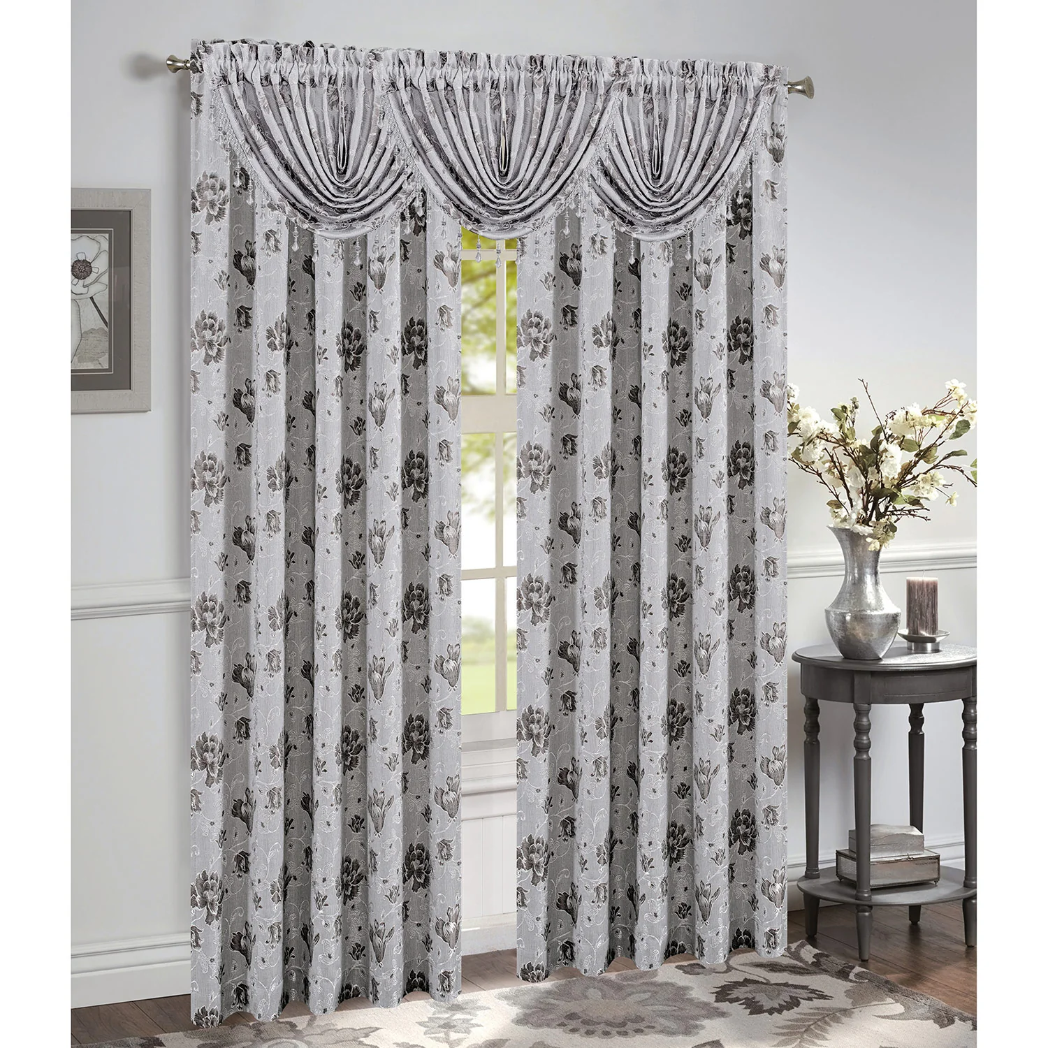 Felicia Jacquard Rod Pocket Window Panel and Valance Treatments, All Sold Separately - Image 19