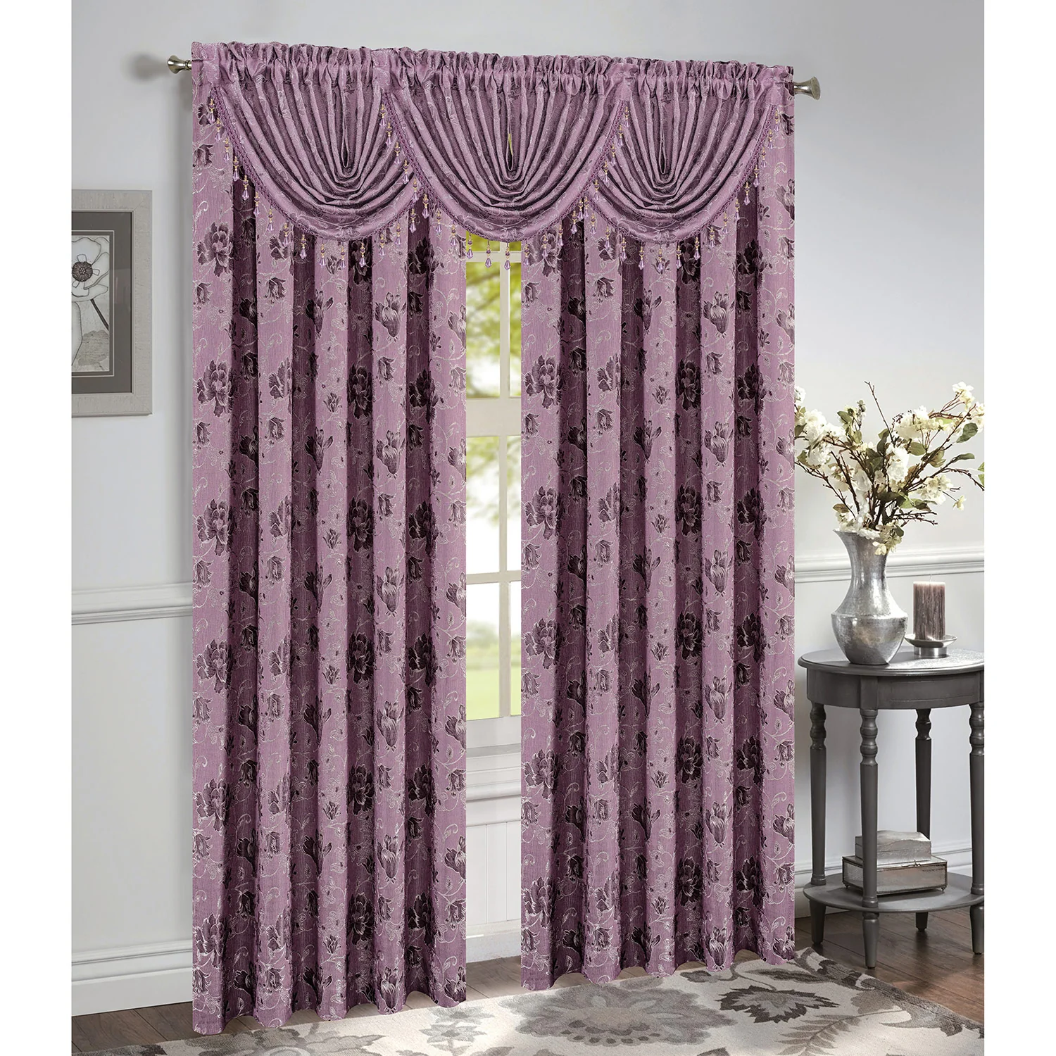 Felicia Jacquard Rod Pocket Window Panel and Valance Treatments, All Sold Separately - Image 7