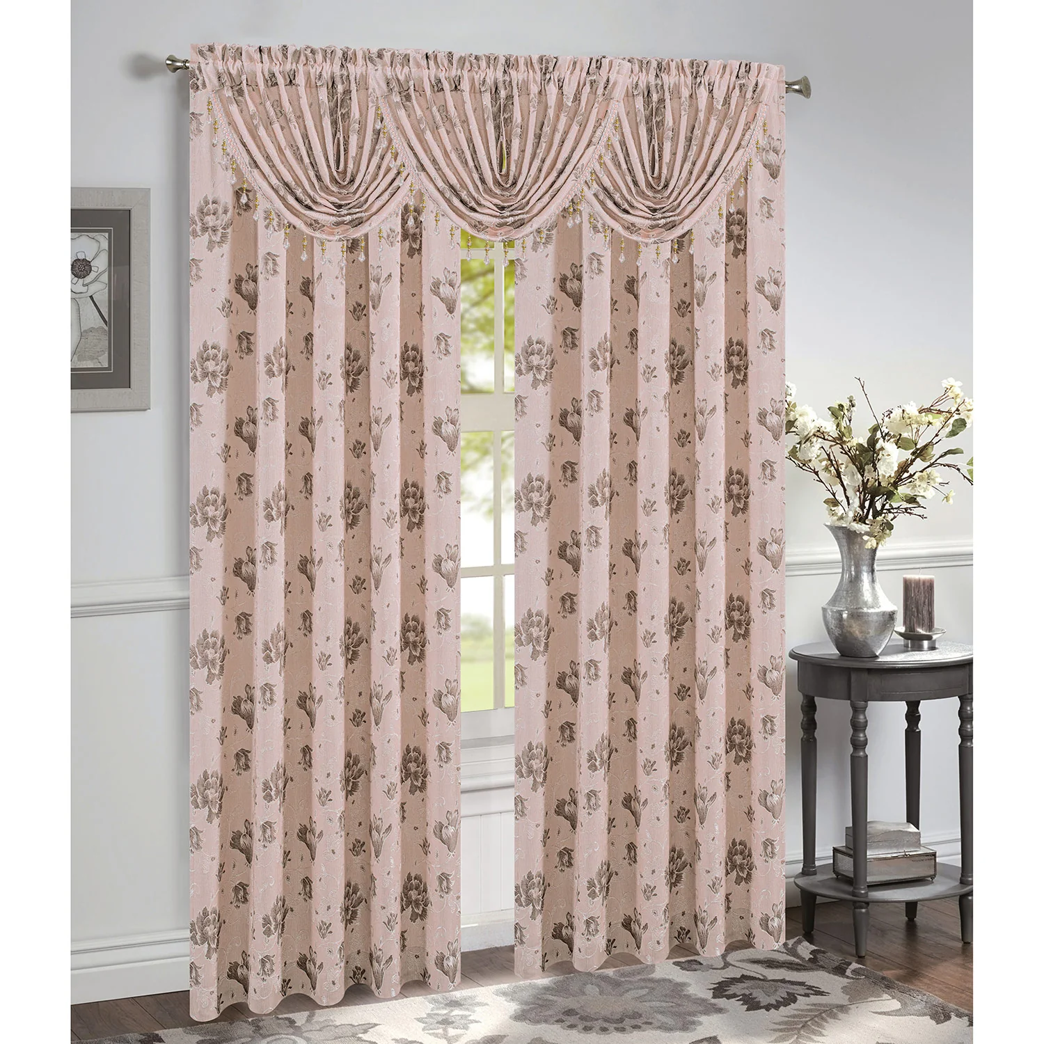 Felicia Jacquard Rod Pocket Window Panel and Valance Treatments, All Sold Separately - Image 9