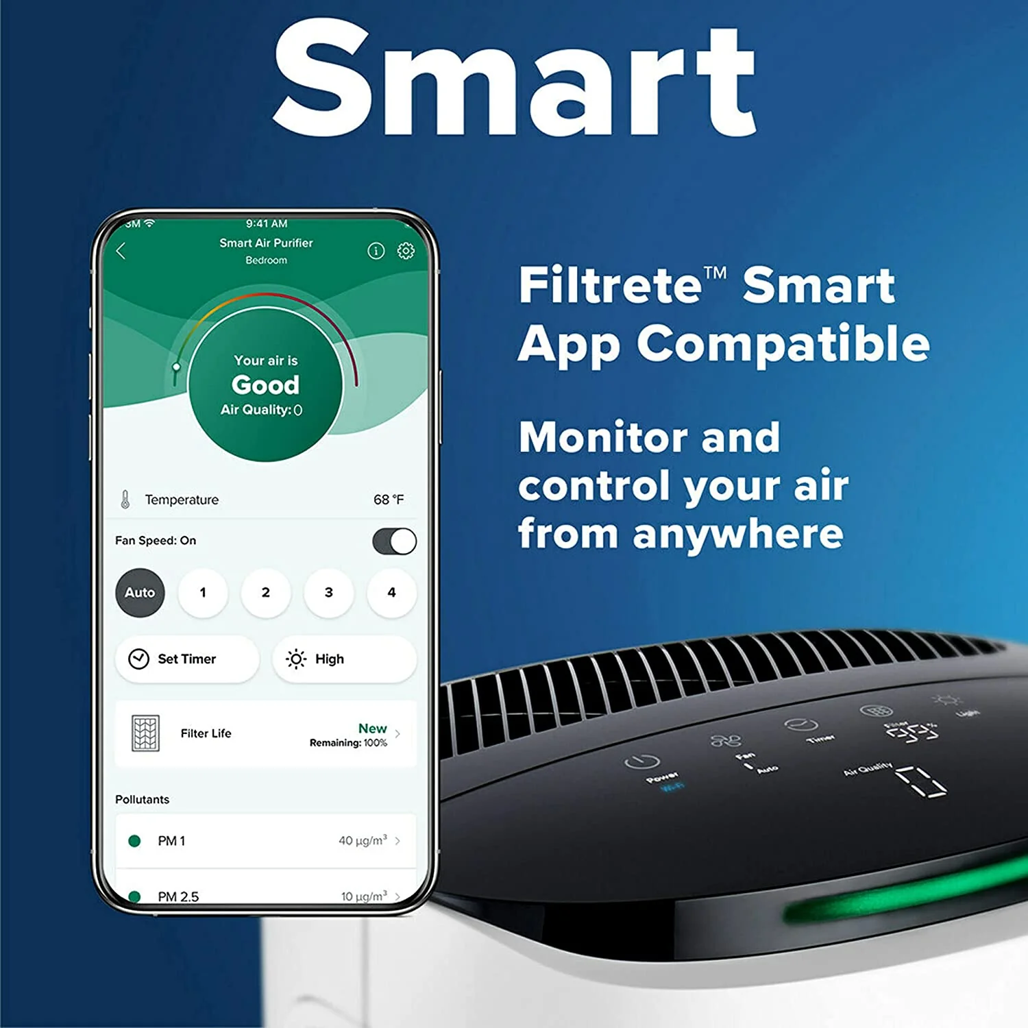 Filtrete Smart Air Purifier, Air Quality Monitor Medium Rooms, Up To 150 Sq ft, Alexa Enabled - Image 7