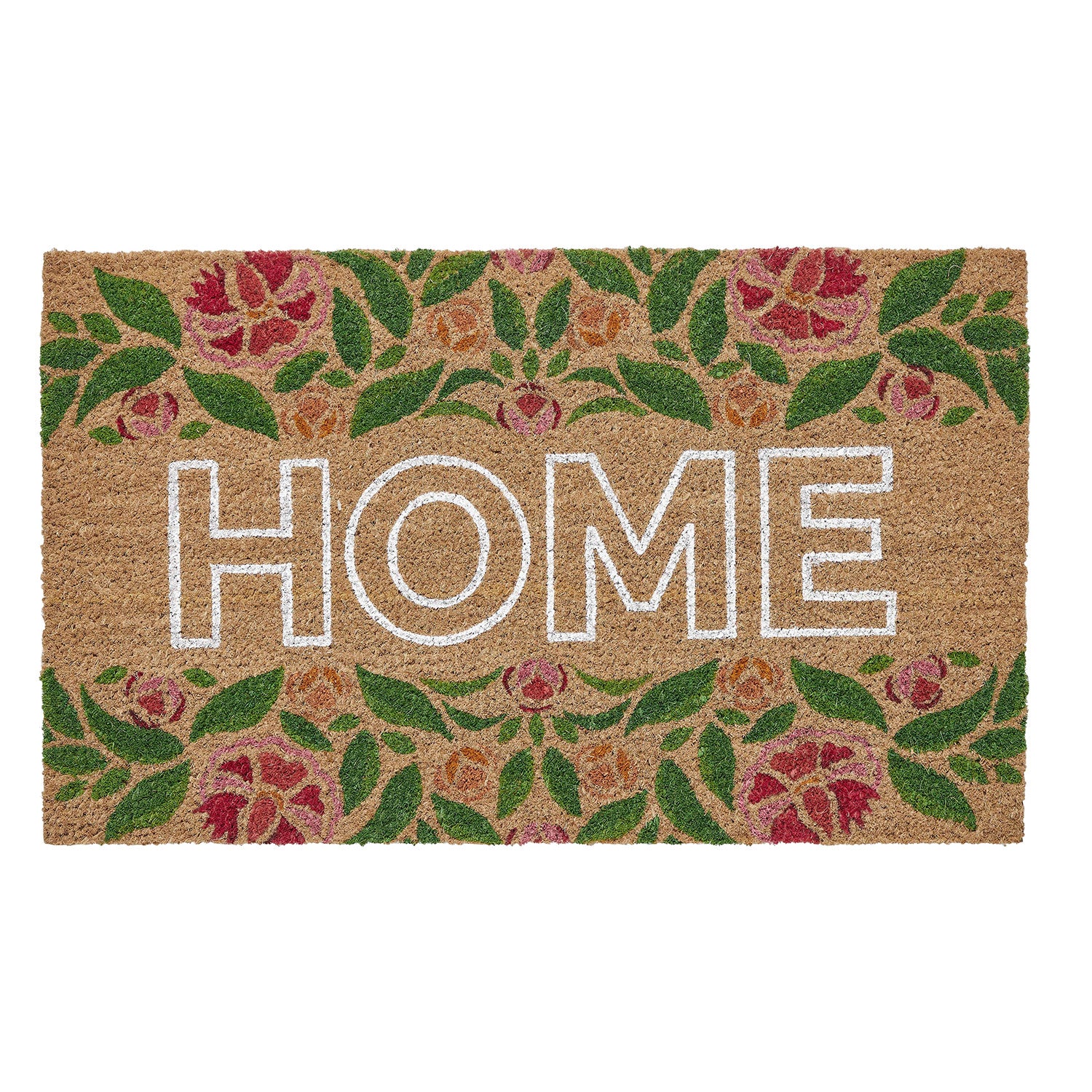 Floral Home Coir Outdoor Mat, 18x30 Inches