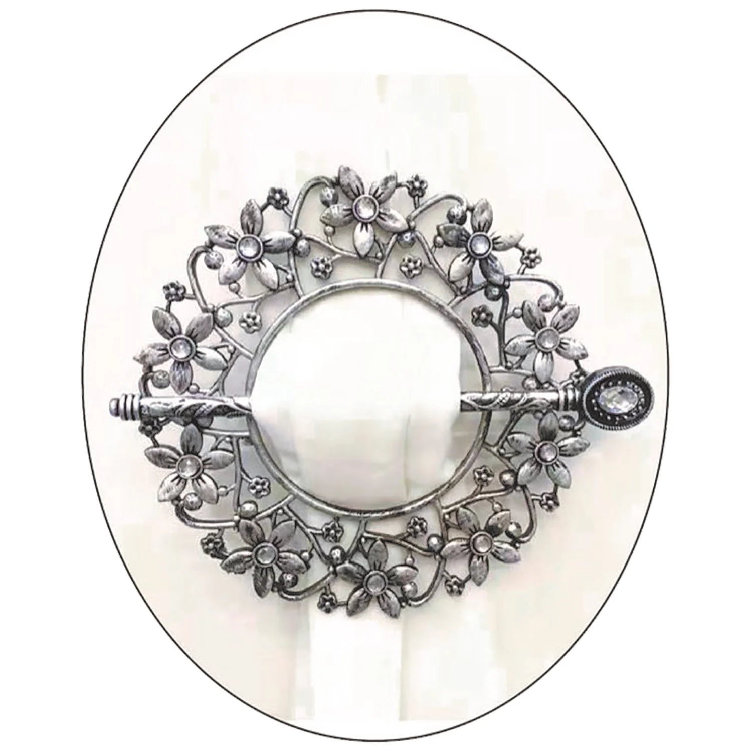 Floral Vines Decorative One Pair Window Curtain Tieback, Silver - Image 2