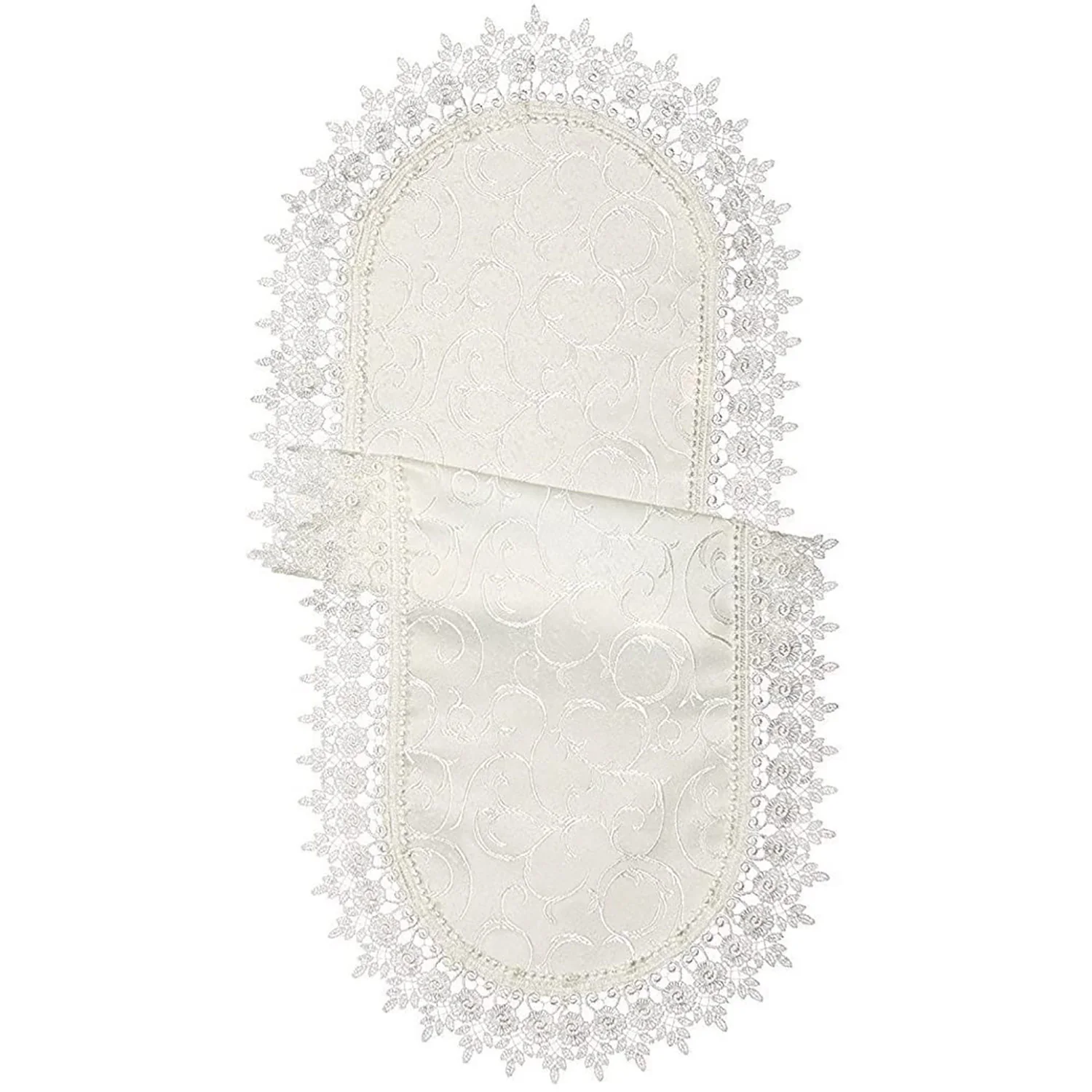 Flower Bow Embroidered Lace Vintage Design Table Runner - Image 3