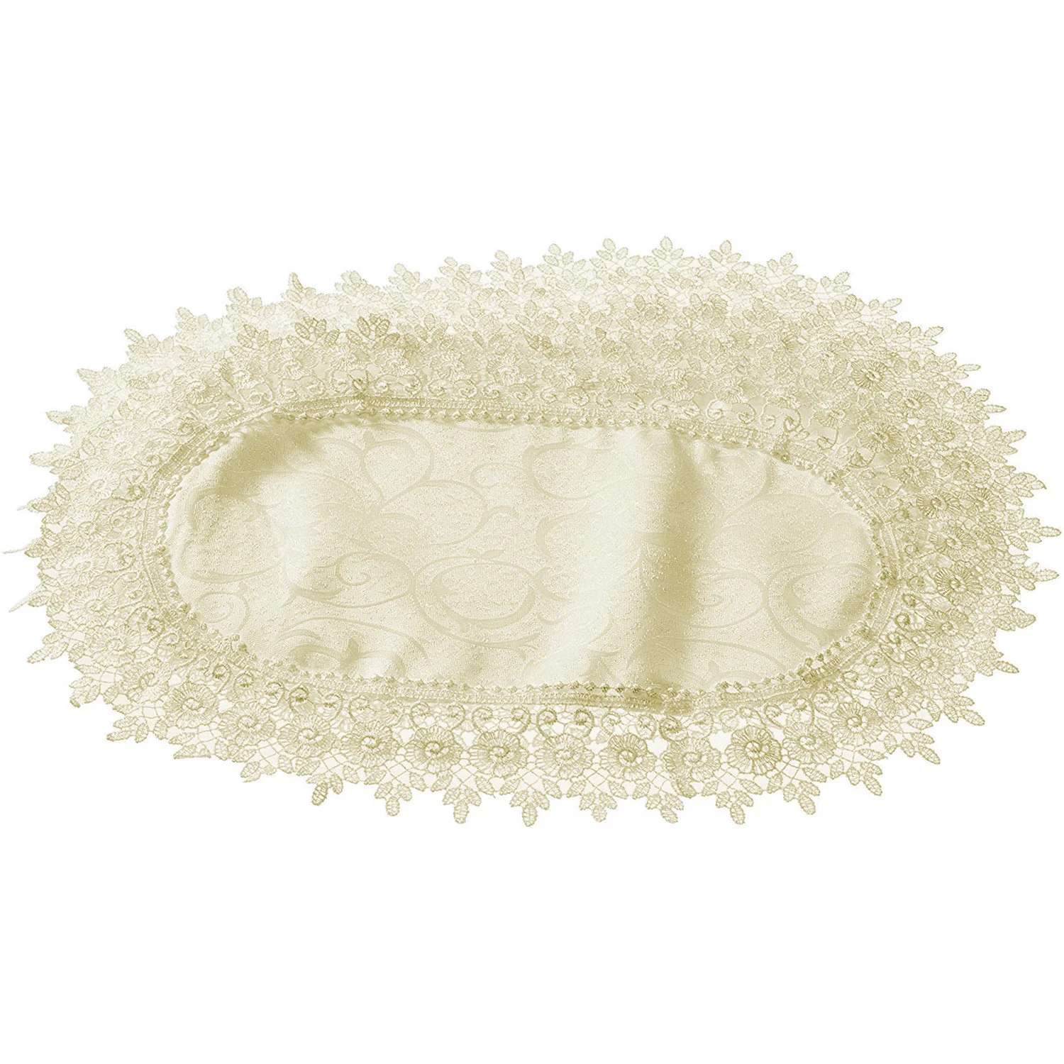Flower Bow Embroidered Lace Vintage Design Table Runner - Image 4