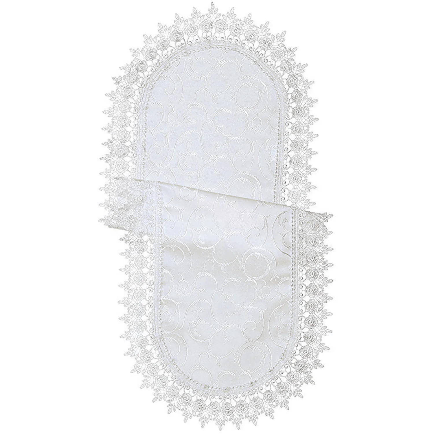 Flower Bow Embroidered Lace Vintage Design Table Runner - Image 6