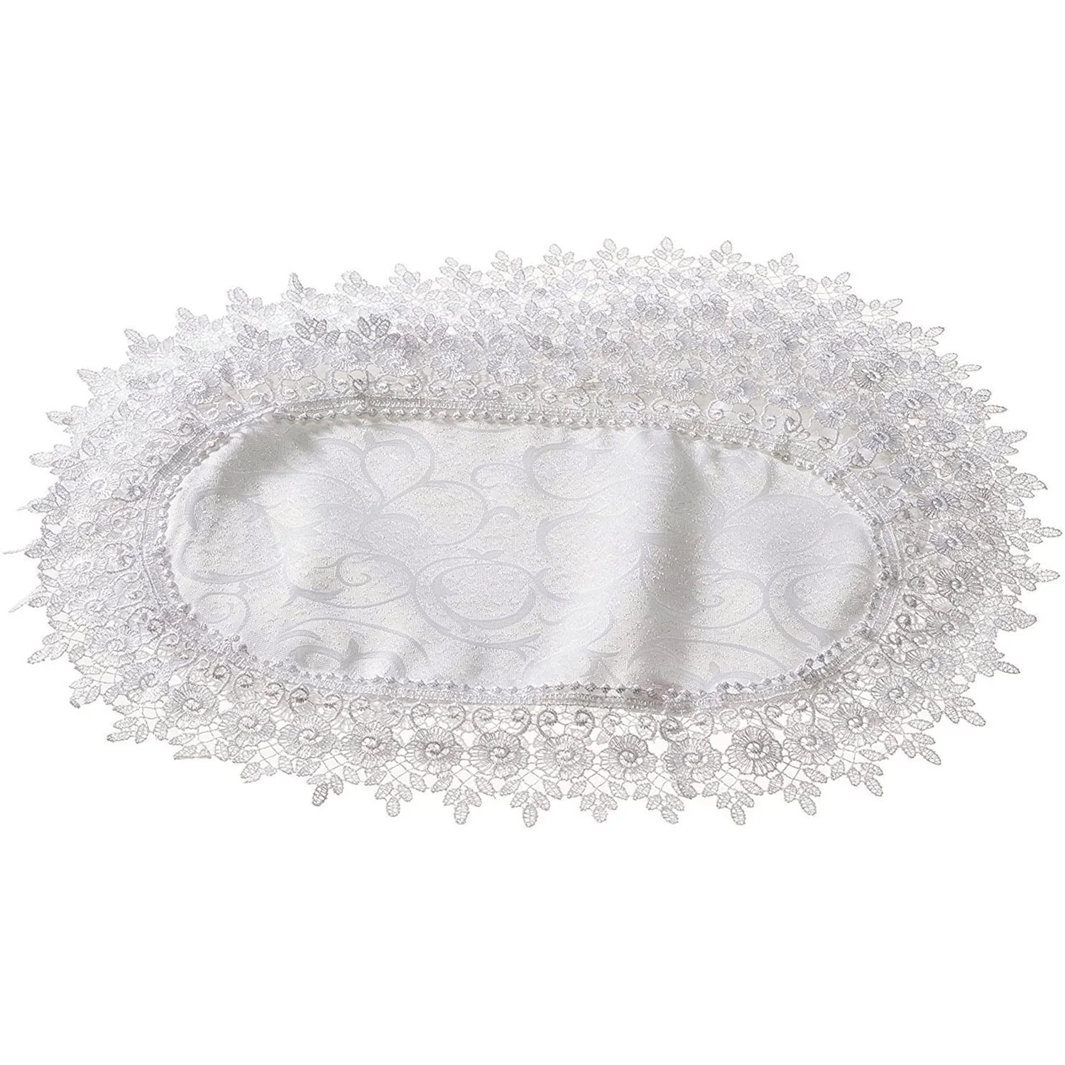 Flower Bow Embroidered Lace Vintage Design Table Runner - Image 7