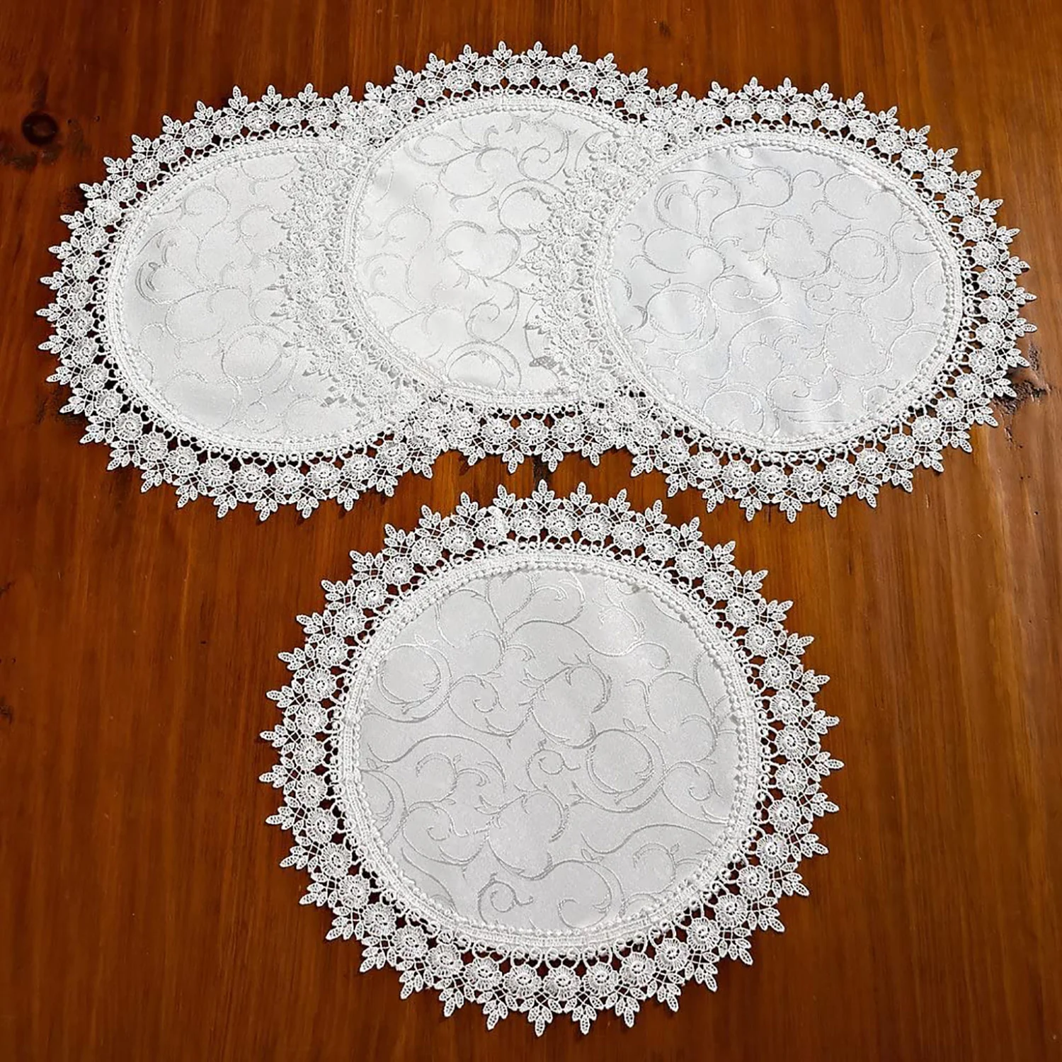 Flower Bow Embroidered Lace Vintage Design Table Runner - Image 8