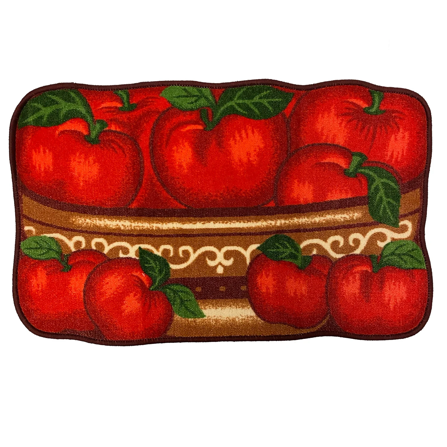 Fresh Apple Printed Skid-Resistant Kitchen Rug Mat, Red-Brown, 20x32 Inches