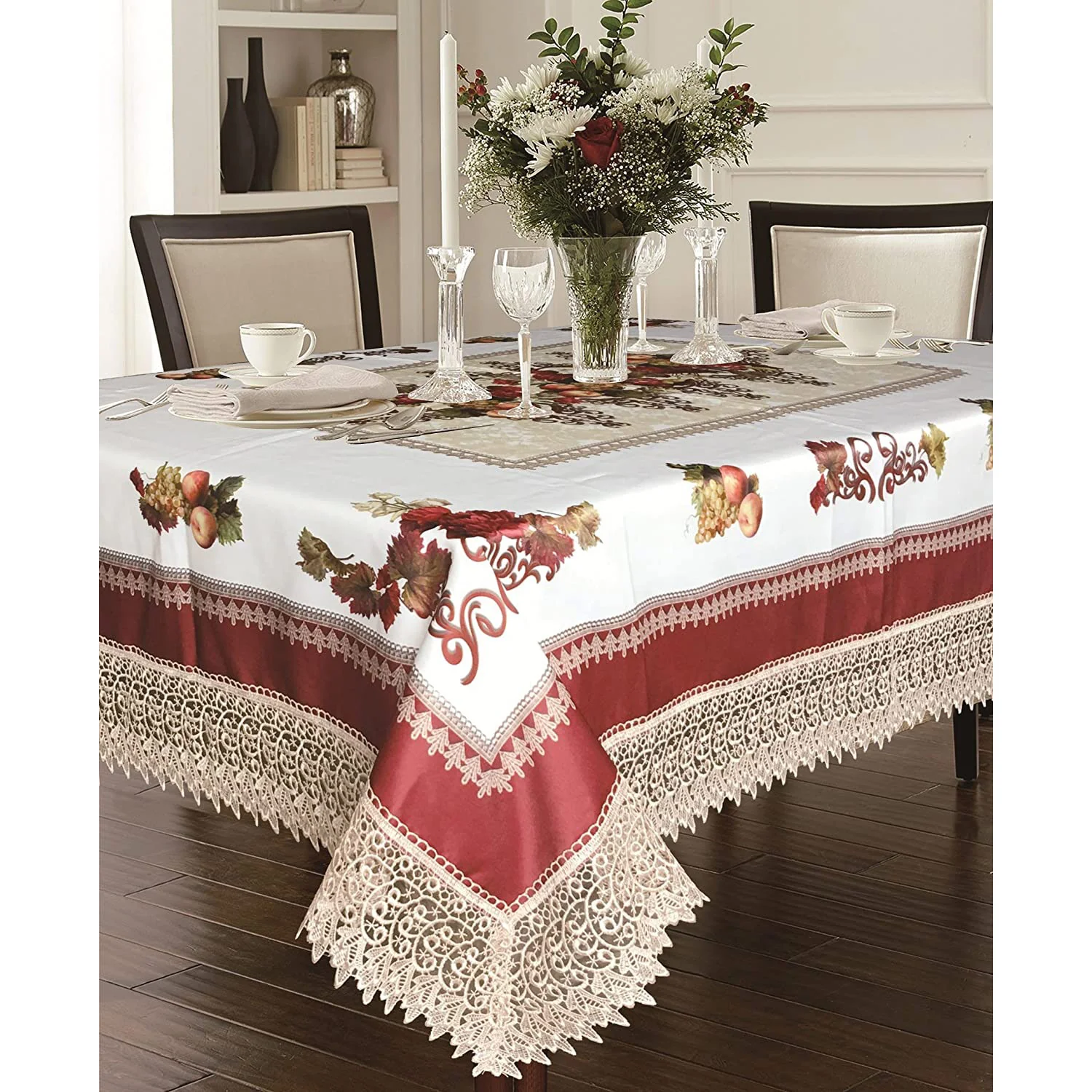 Fruttela Decorative Tablecloth with Macrame Lace Trimming - Image 13