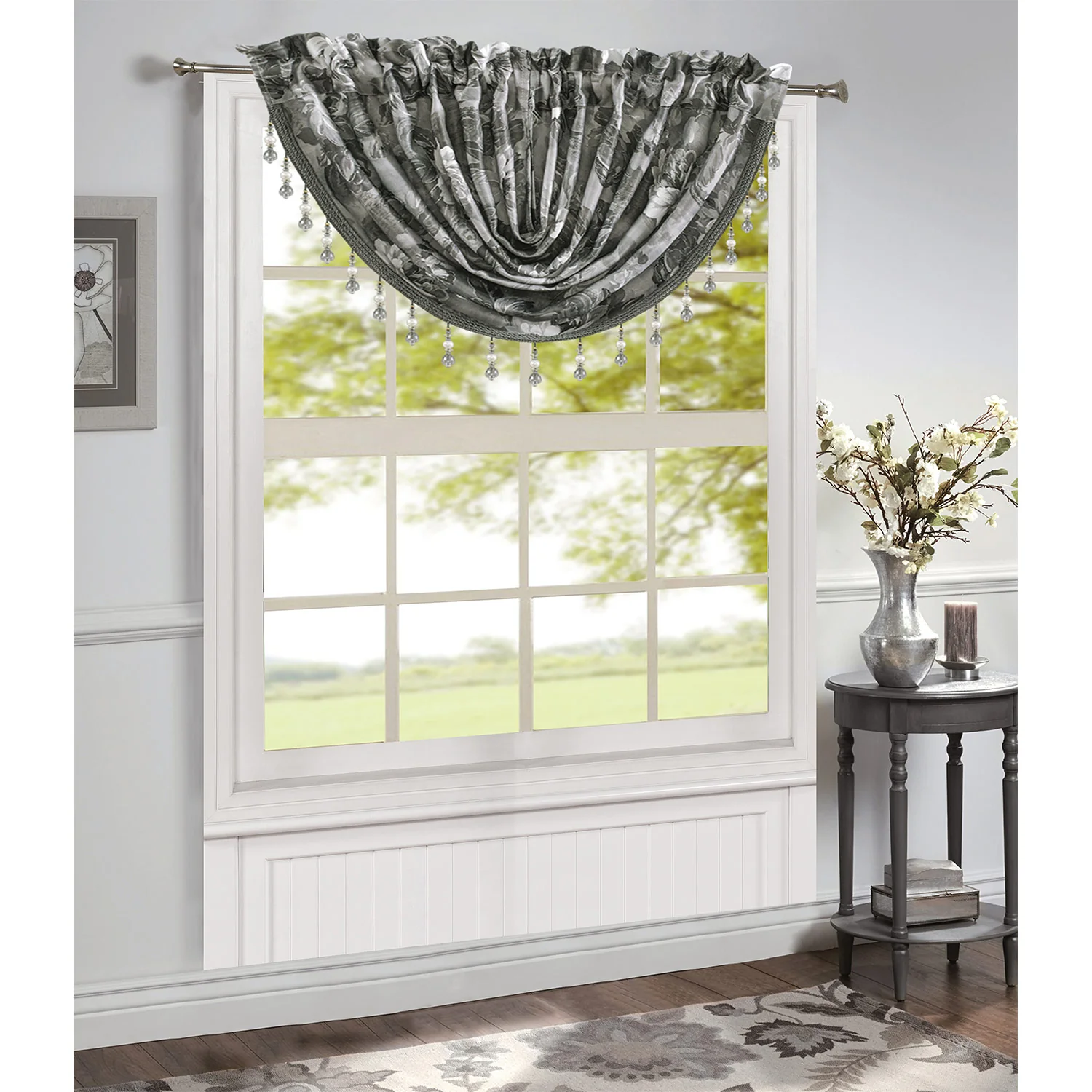 Genevieve Floral Print Room Darkening Rod Pocket Window Panel and Valance Treatments, All Sold Separately - Image 2