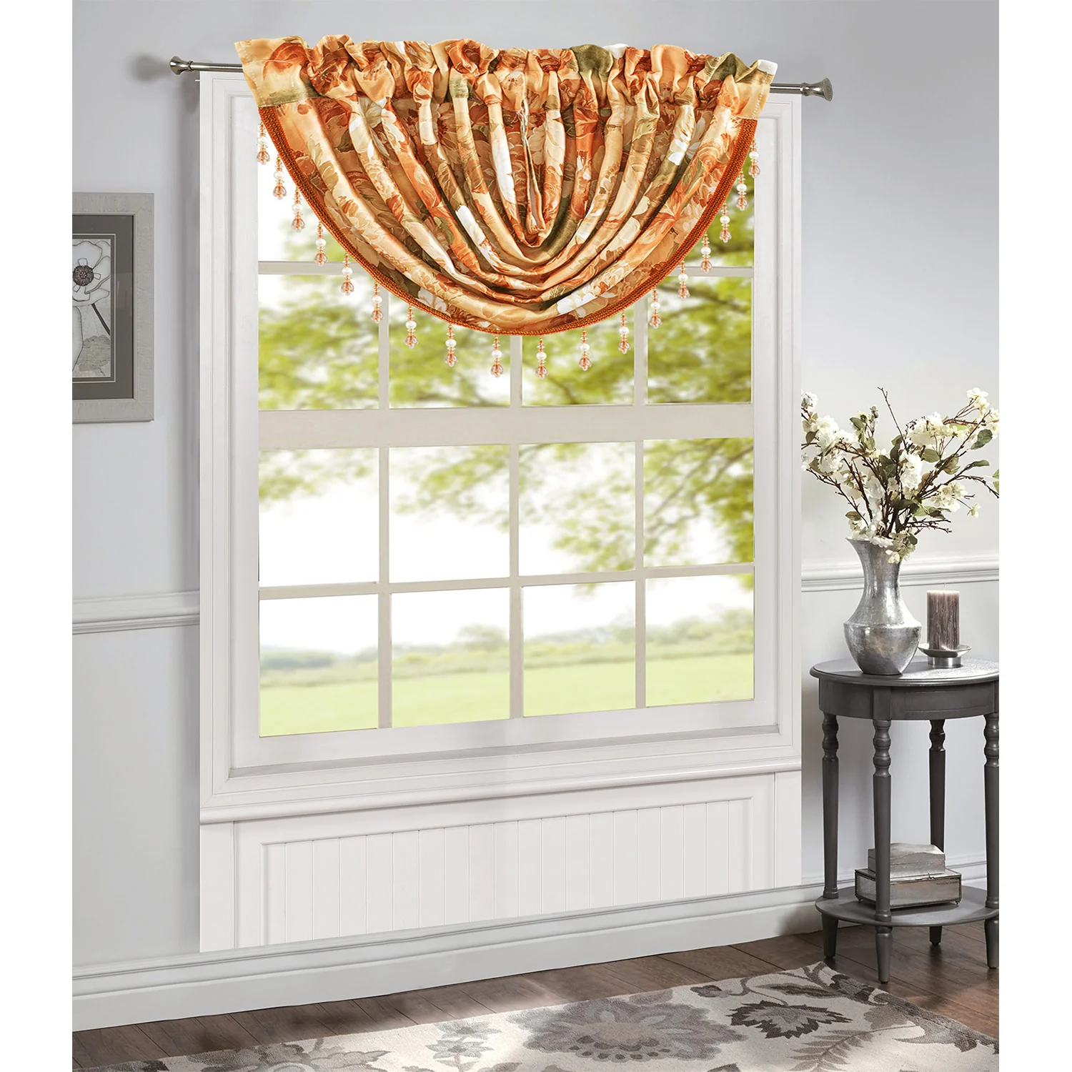 Genevieve Floral Print Room Darkening Rod Pocket Window Panel and Valance Treatments, All Sold Separately - Image 3