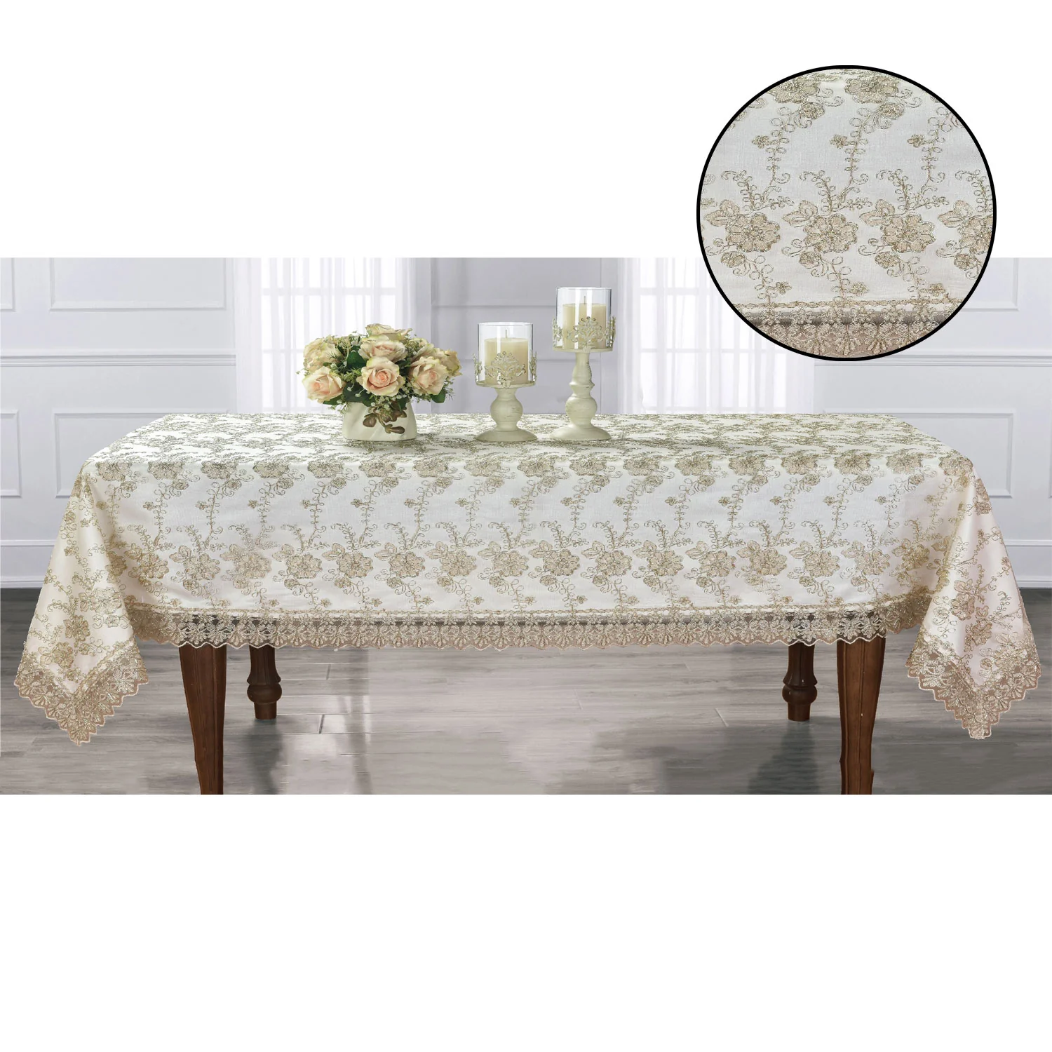 Gloria Floral Embroidery Tablecloth - Image 14