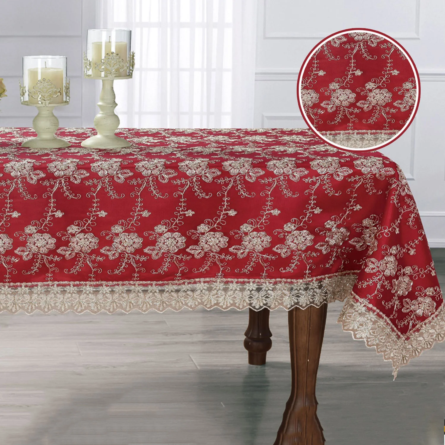 Gloria Floral Embroidery Tablecloth - Image 3