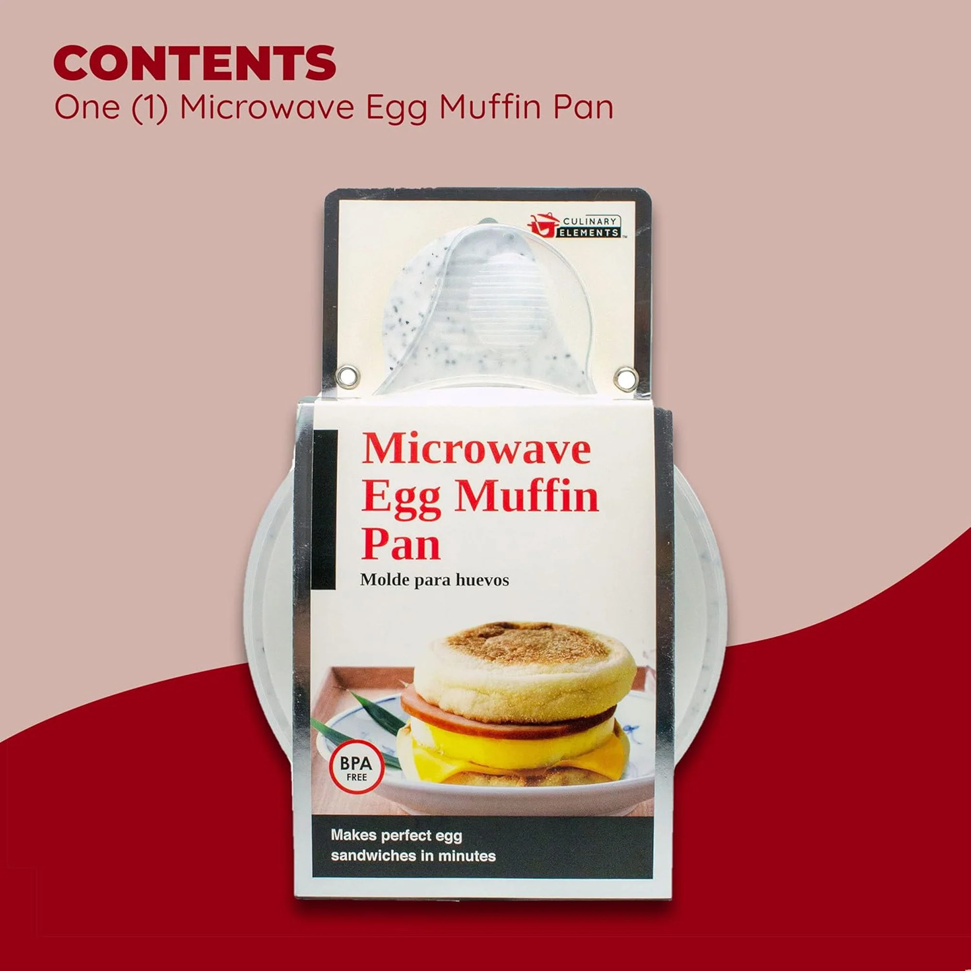 Good Living Microwave Egg Muffin Breakfast Sandwich Pan, Speckled White, 2 Oz - Image 3