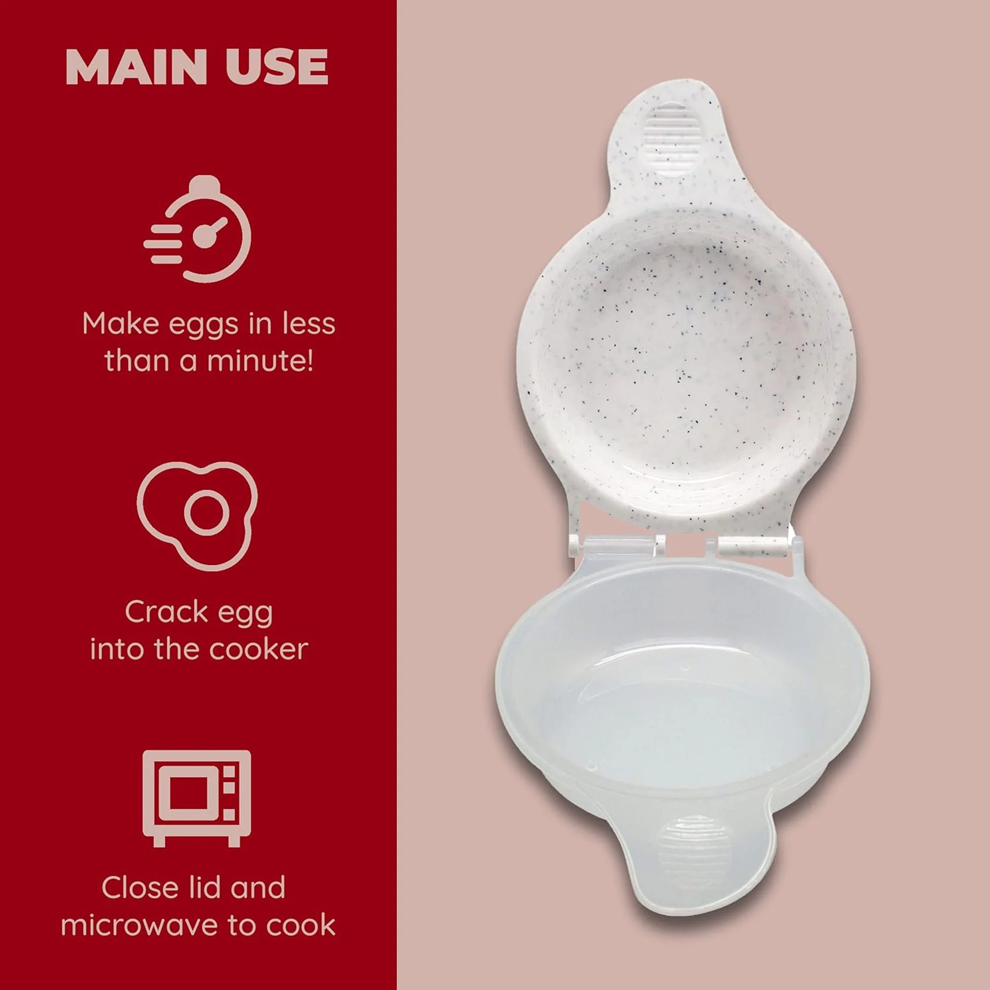 Good Living Microwave Egg Muffin Breakfast Sandwich Pan, Speckled White, 2 Oz - Image 4