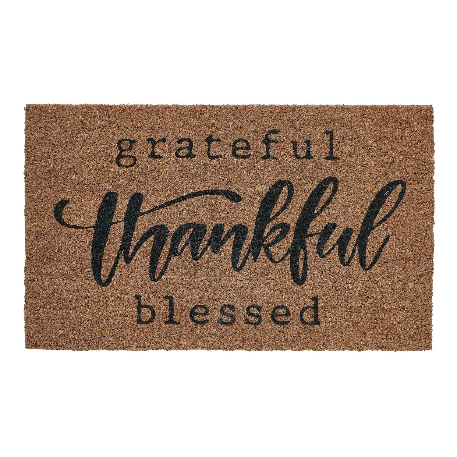 Grateful Thankful Blessed Coir Outdoor Mat, 18x30 Inches