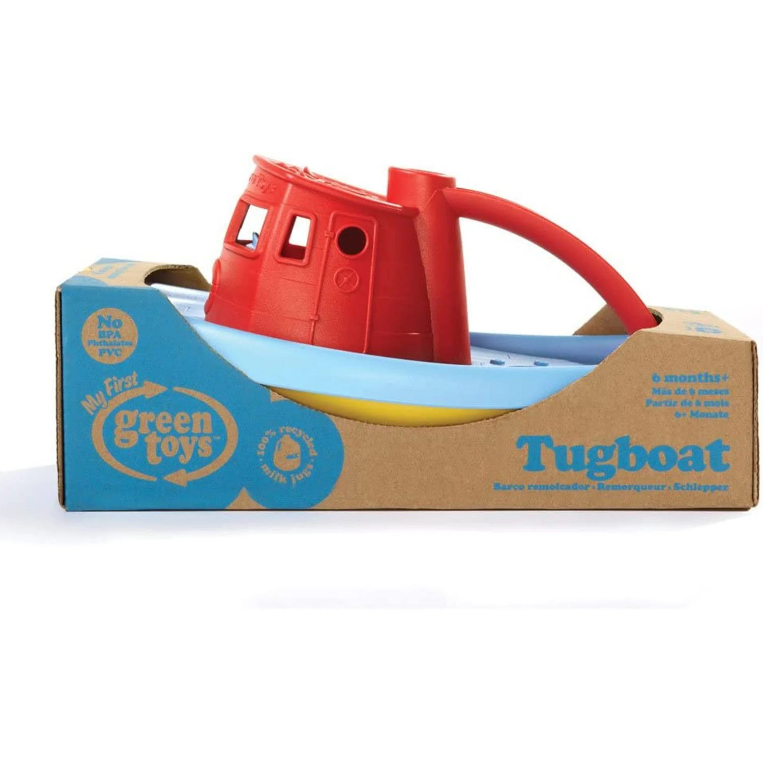 Green Toys Scoop and Pour Fun My First Classic Tug Boat, Red - Image 4