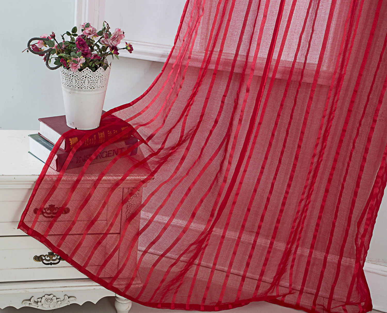 Gretchen Striped Rod Pocket Window Panel with Attached Valance, 54x90 Inches - Image 21