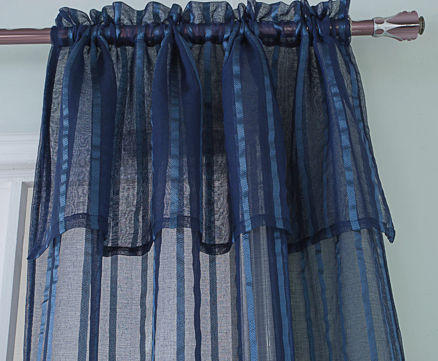 Gretchen Striped Rod Pocket Window Panel with Attached Valance, 54x90 Inches - Image 4