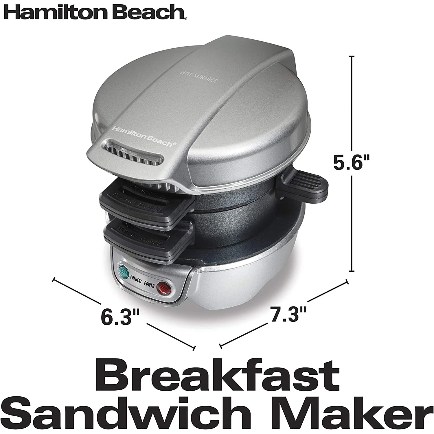 Hamilton Beach Quick and Easy Breakfast Sandwich Maker, Silver - Image 5