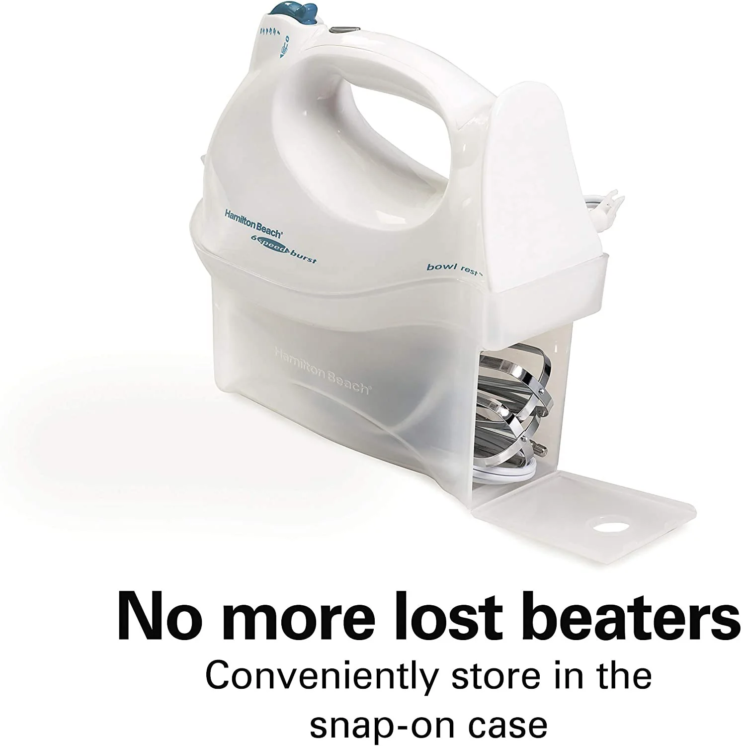 Hamilton Beach Electric Hand Mixer With Snap-On Storage Case, White, 275 Watts - Image 2